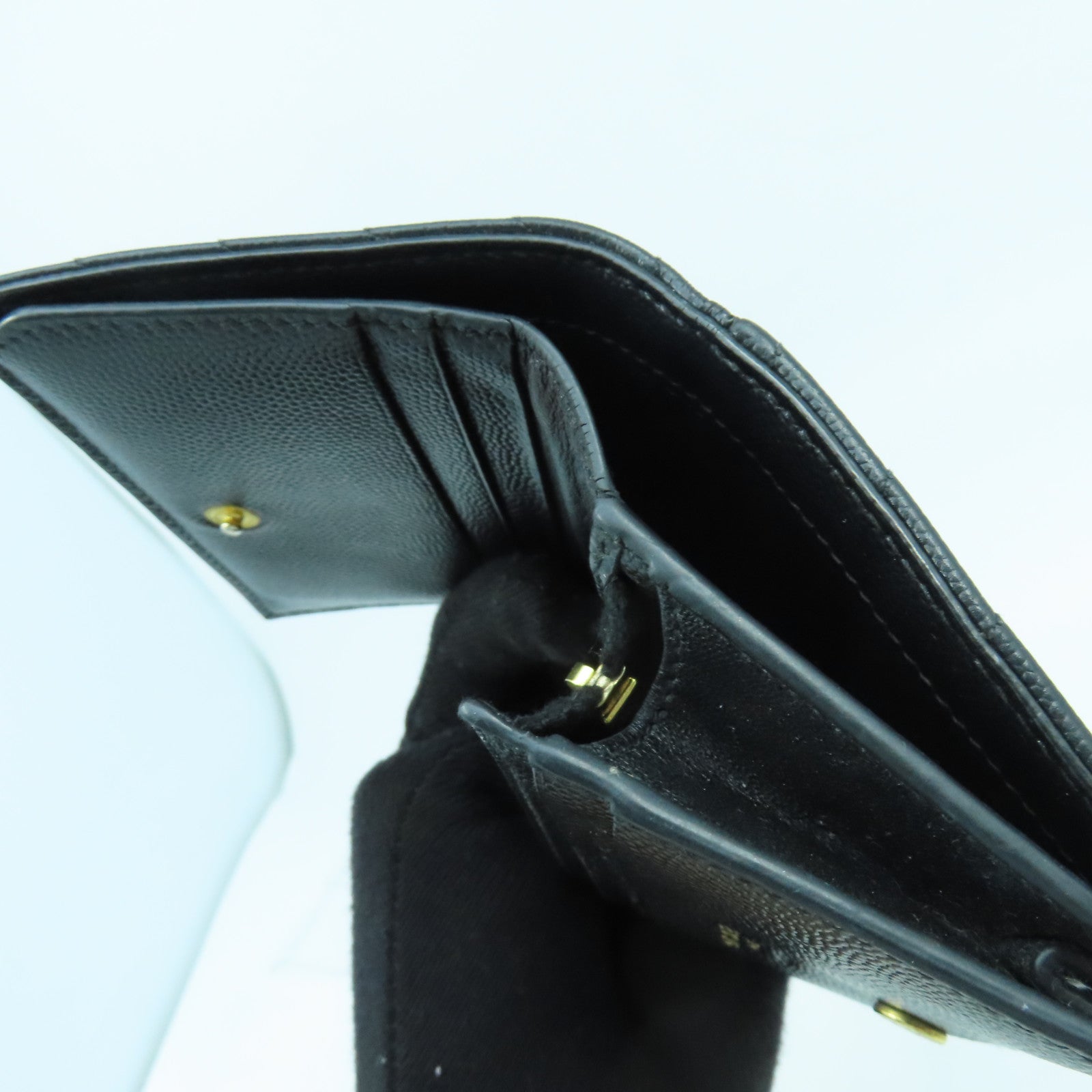 SAINT LAURENT 斜紋牛皮皮革Wallet金扣錢包黑色