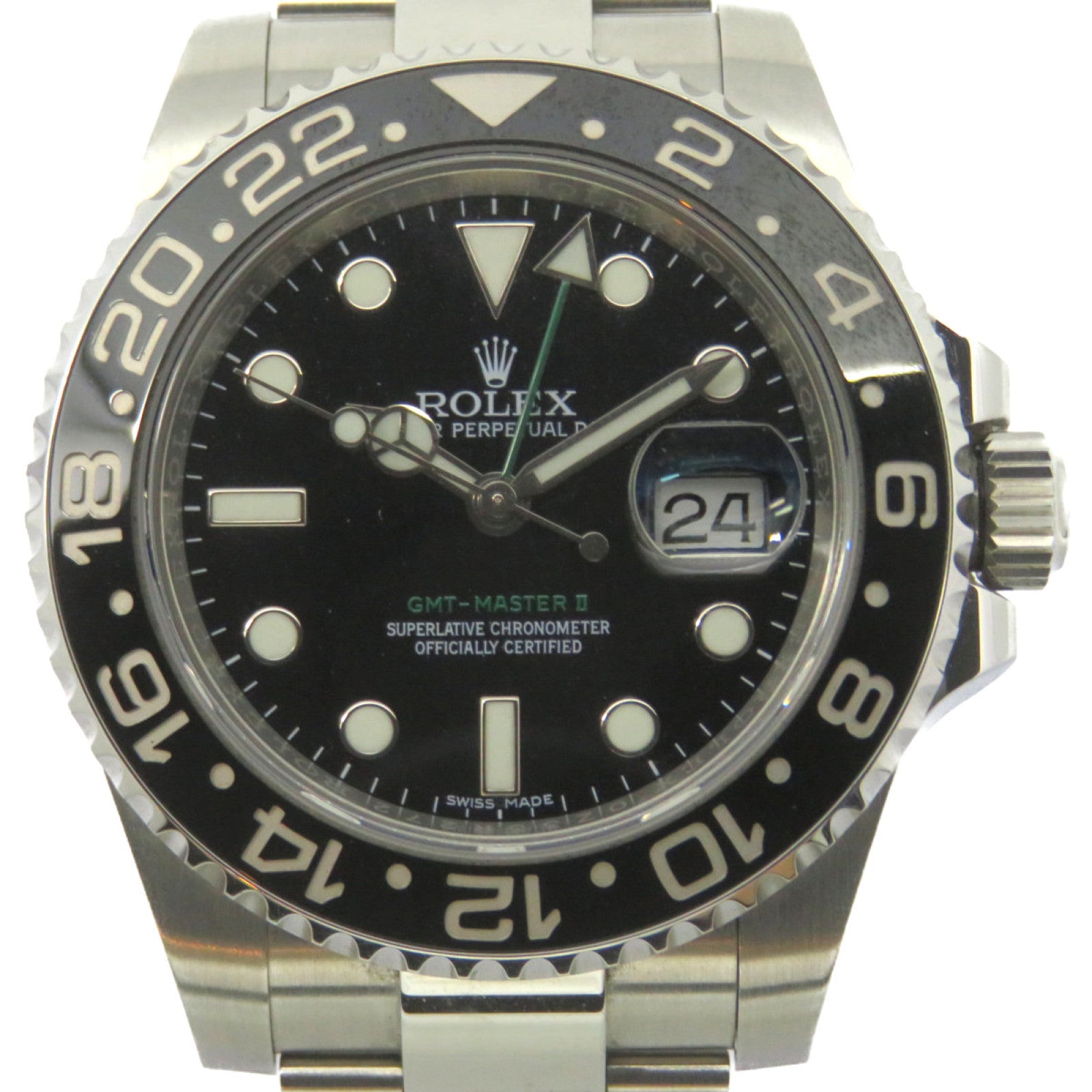 ROLEX GMT Master II Watch不鏽鋼自動機芯手錶黑色/銀色