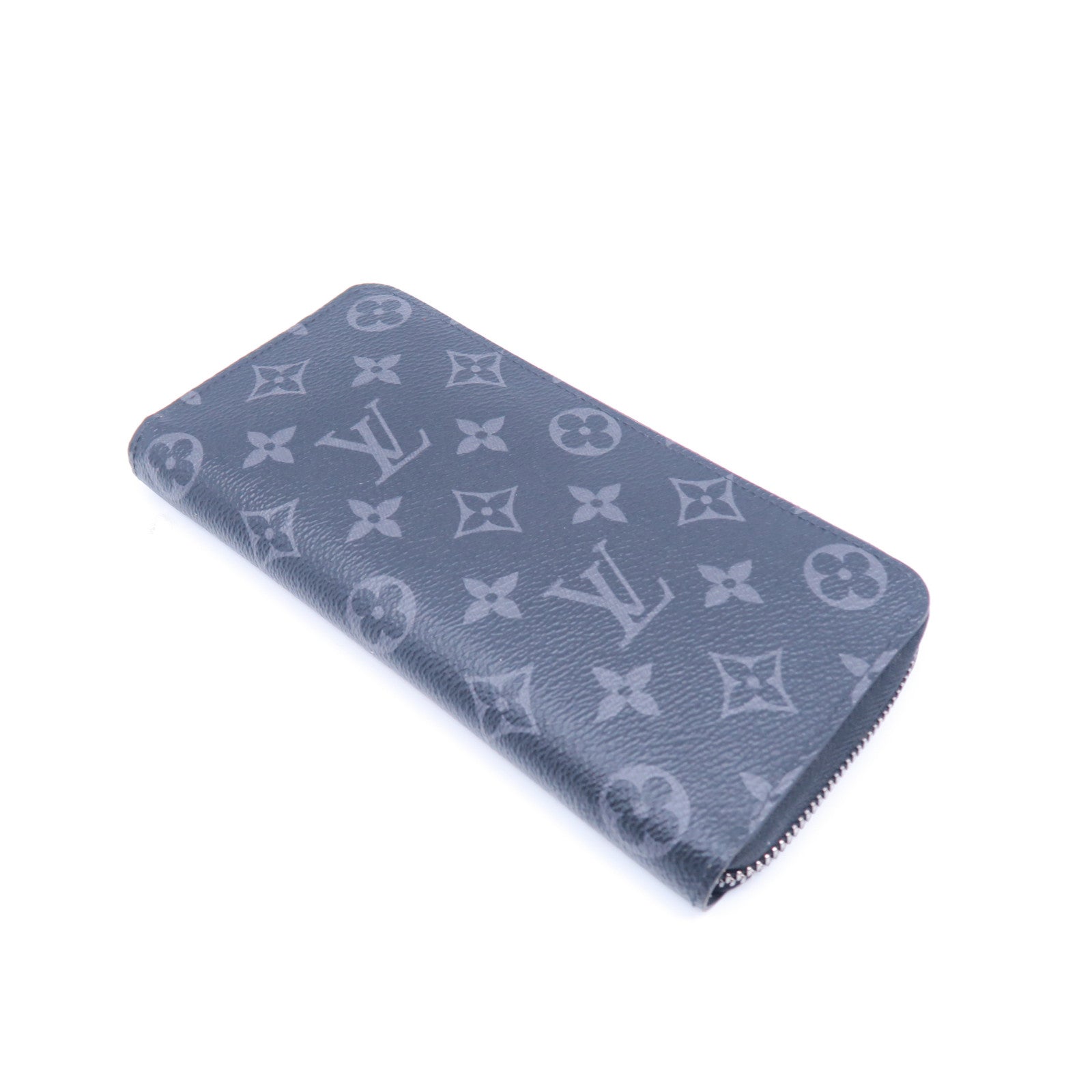 LOUIS VUITTON Monogram Eclipse Zippy Vertical Wallet銀扣長錢包黑色