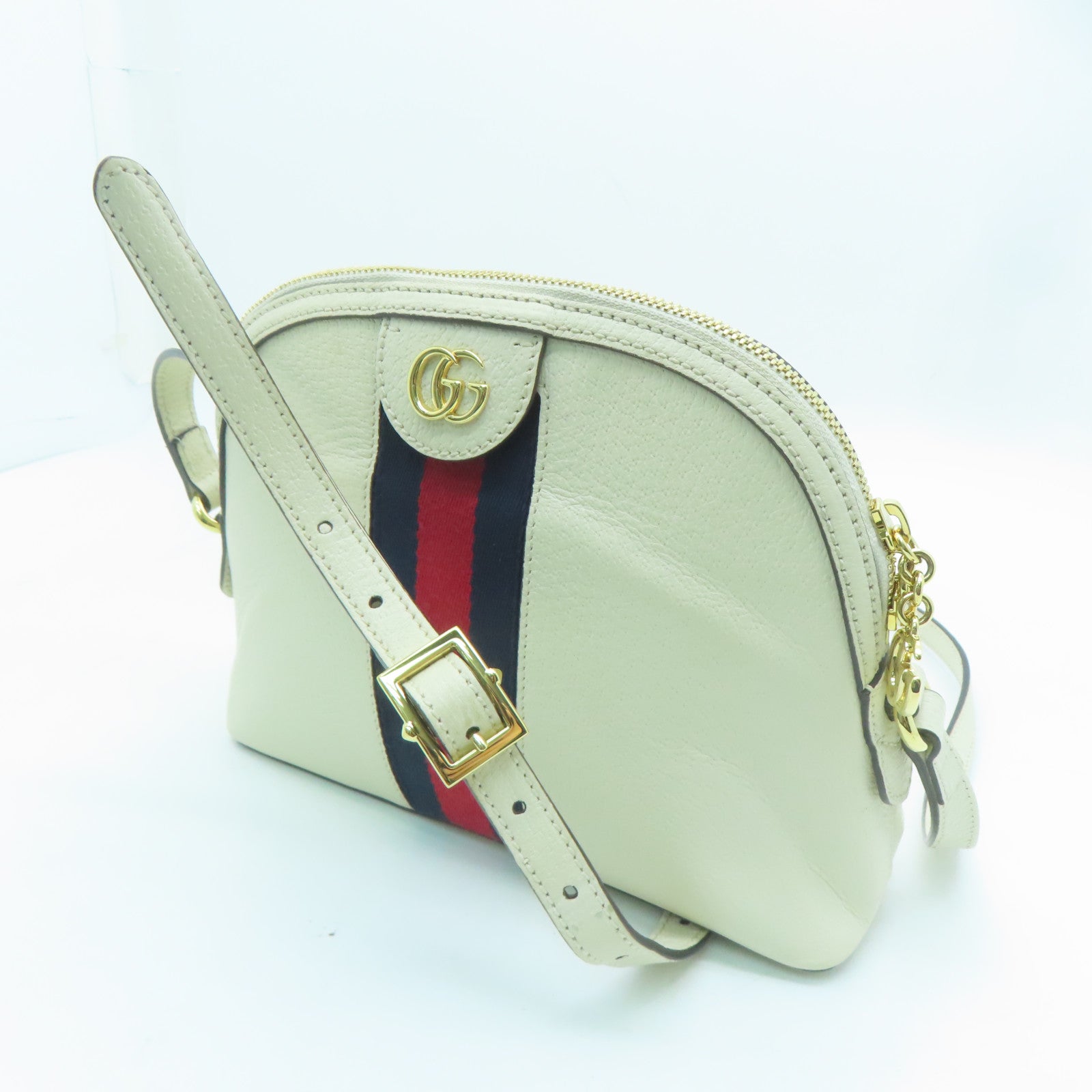 GUCCI 牛皮皮革Ophidia金扣肩背袋白色