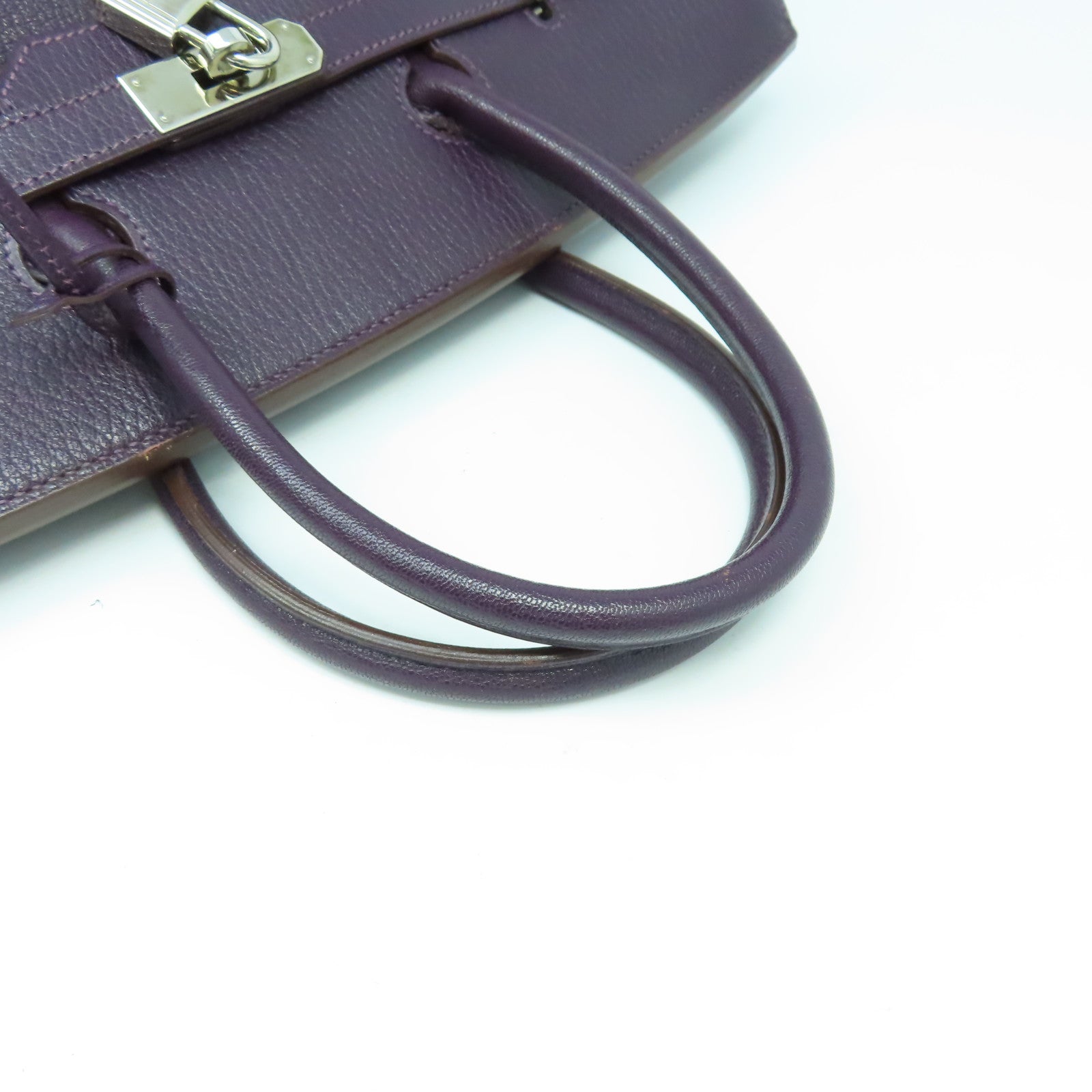 HERMES Chevre皮革Birkin 35銀扣手挽袋葡萄乾紫色