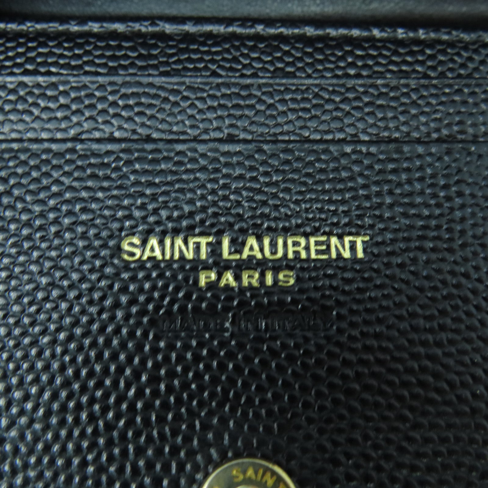 SAINT LAURENT 斜紋牛皮皮革Wallet金扣錢包黑色