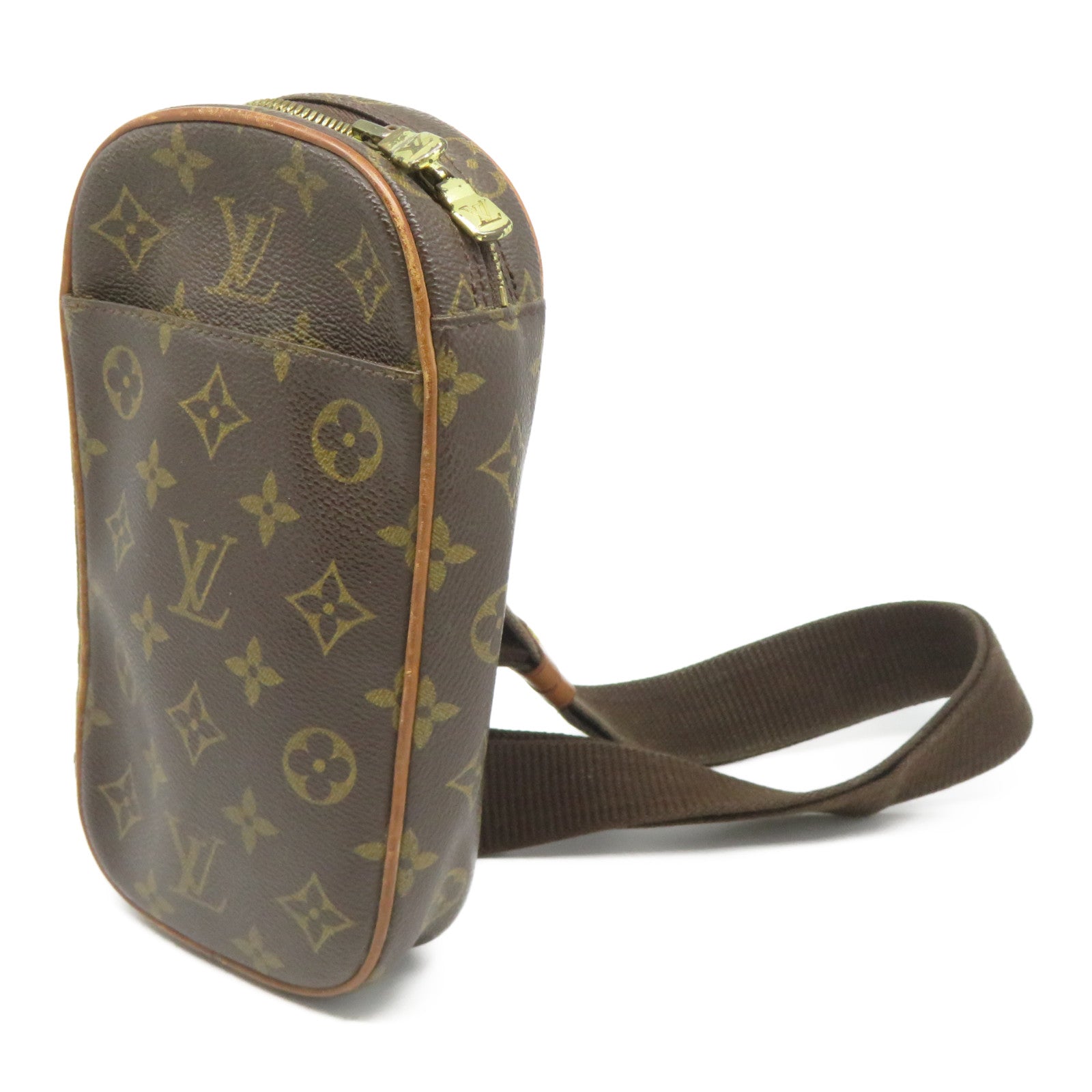 LOUIS VUITTON Monogram Pochette Gange金扣腰包啡色