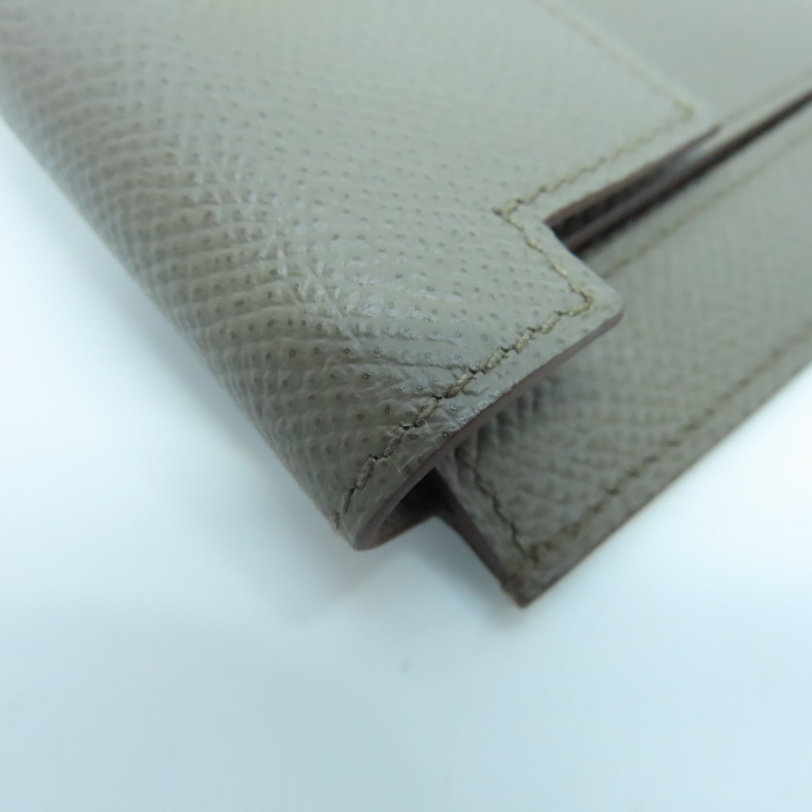 HERMES Veau Epsom皮革Kelly Pocket金扣錢包錫器灰色
