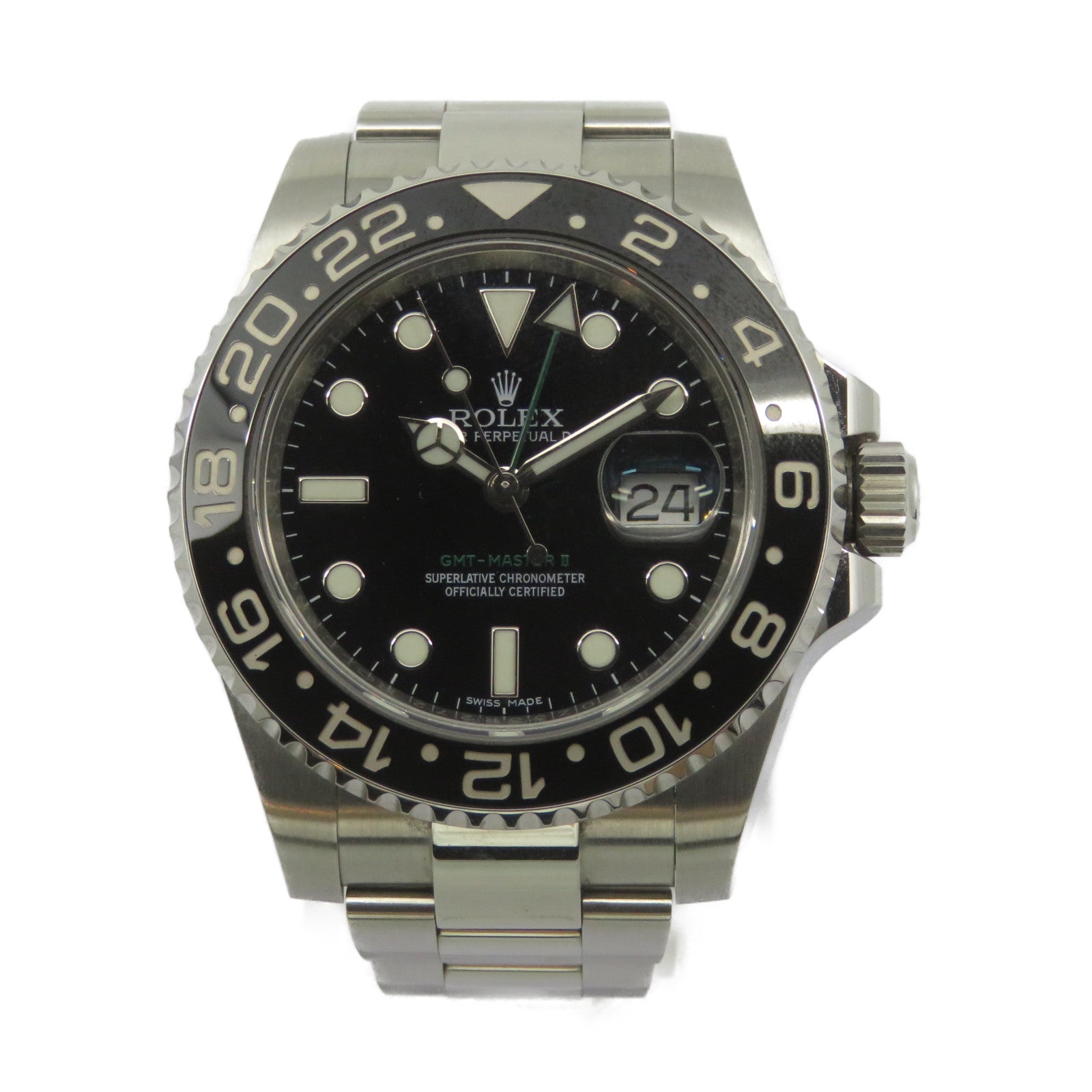 ROLEX GMT Master II Watch不鏽鋼自動機芯手錶黑色/銀色