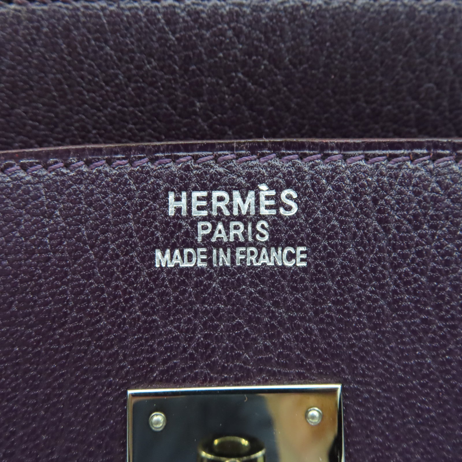 HERMES Chevre皮革Birkin 35銀扣手挽袋葡萄乾紫色