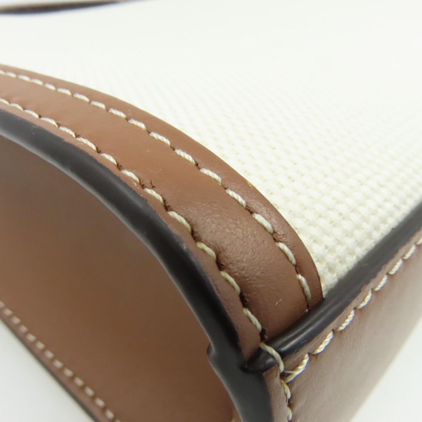 BURBERRY 帆布/牛皮皮革Mini Two-Tone Pocket Bag手挽肩背兩用袋米白色/啡色