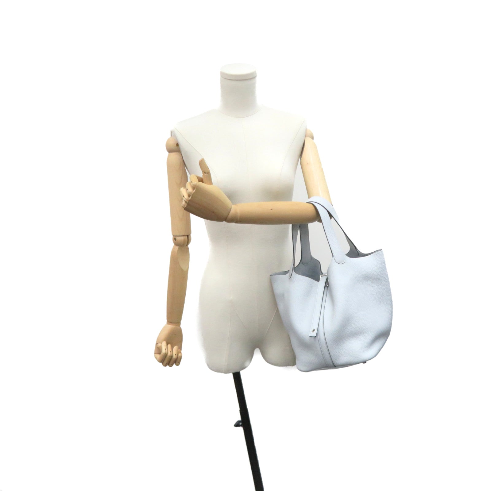 HERMES Togo皮革Picotin MM Tote Bag手挽袋T0浅蓝色