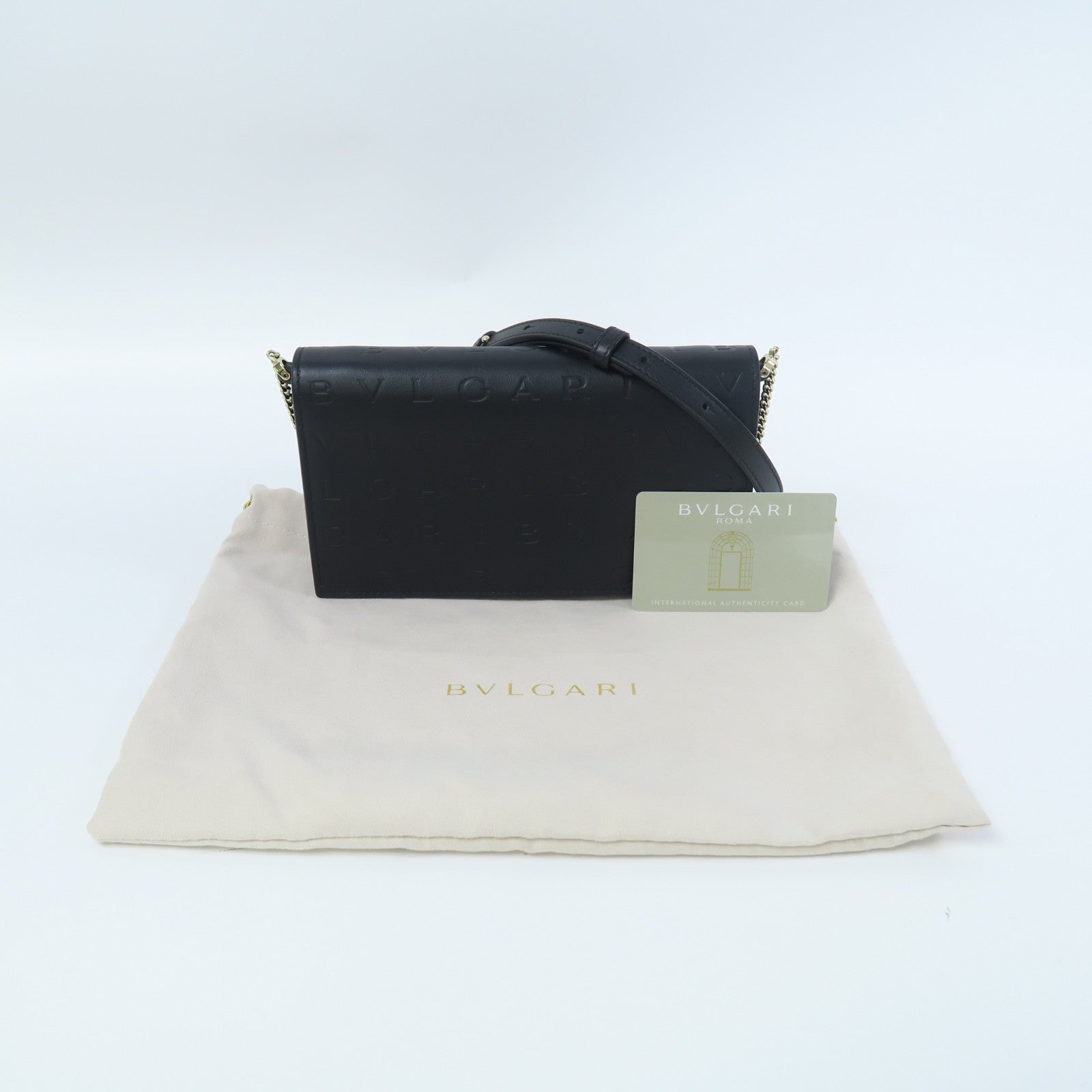 BVLGARI 牛皮皮革Shoulder Bag金扣肩背袋黑色