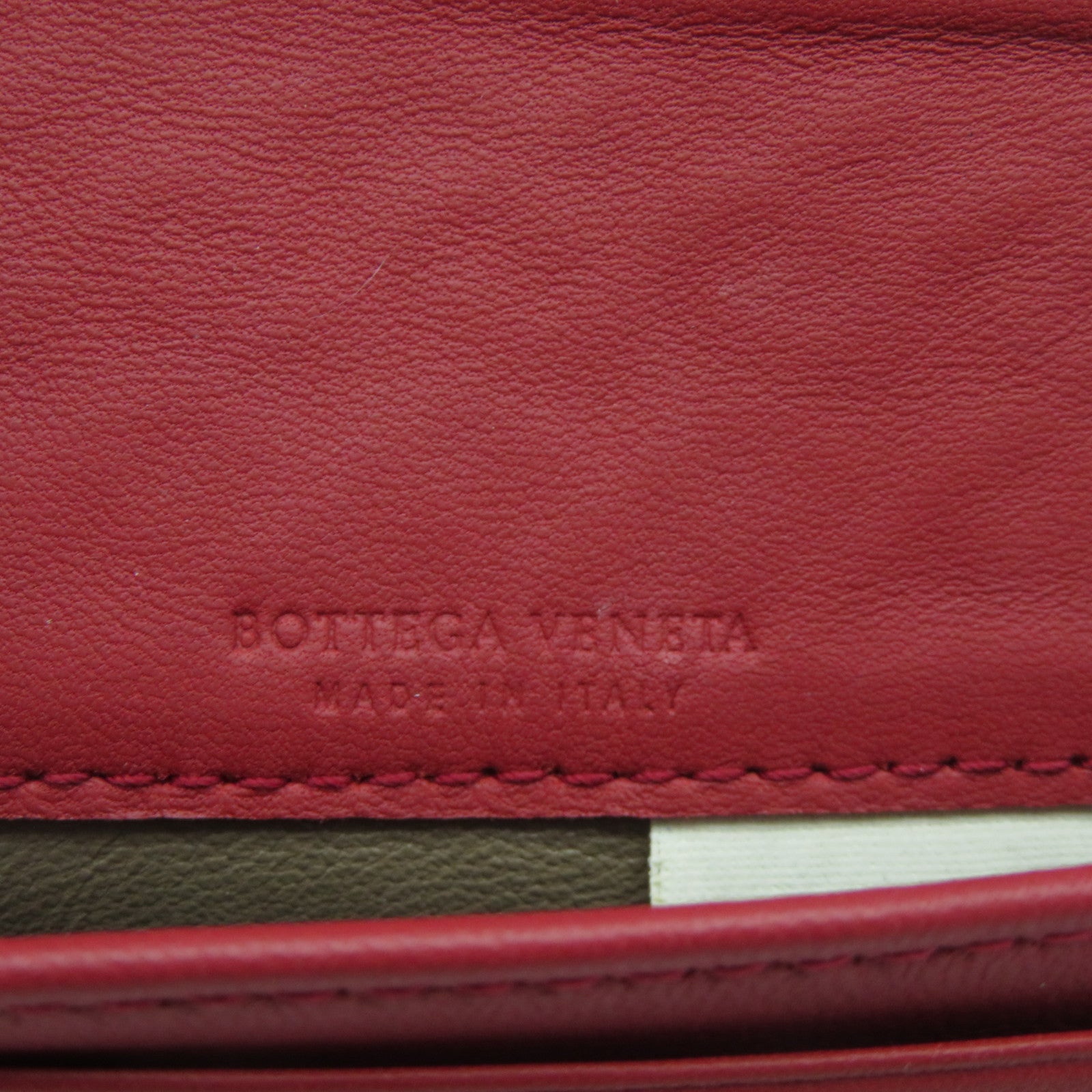 BOTTEGA VENETA 織紋皮革/牛皮皮革Card Case銀扣卡片套紅色
