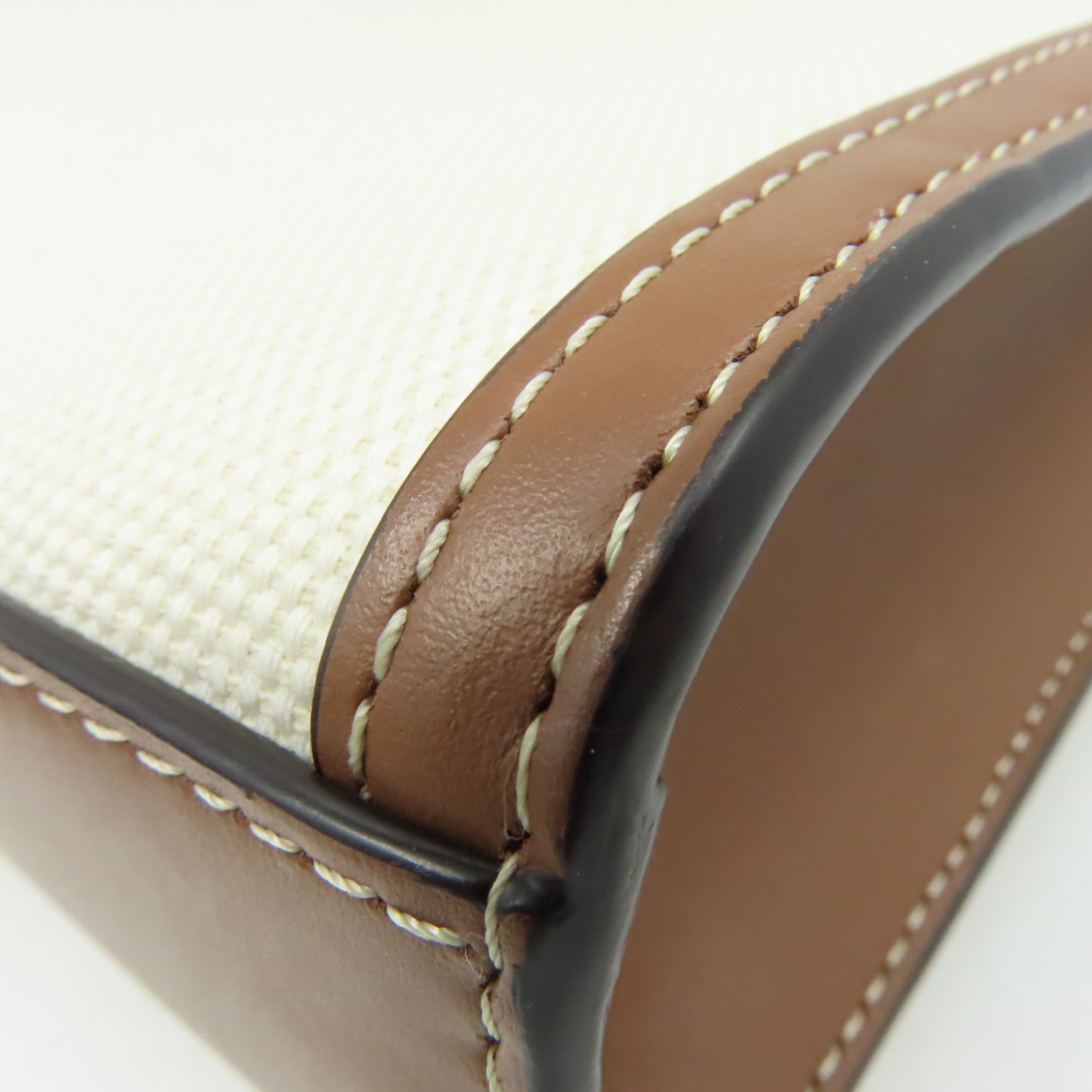 BURBERRY 帆布/牛皮皮革Mini Two-Tone Pocket Bag手挽肩背兩用袋米白色/啡色