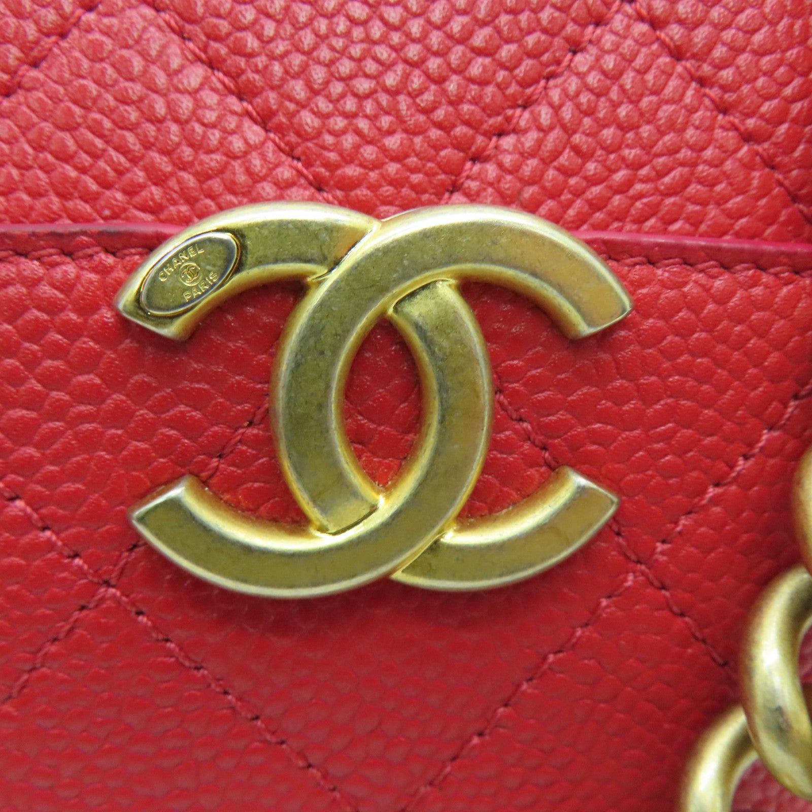 CHANEL Lingge Caviar Leather Affinity Camera Case Gold Buckle Chain Handle Shoulder Back Dual-purpose Bag Red