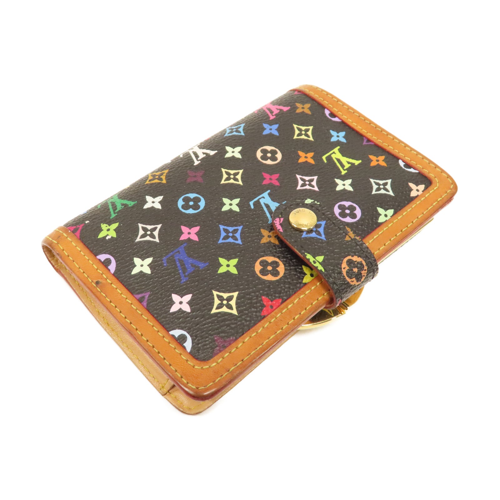 LOUIS VUITTON Monogram Multicolore Portefeuille Viennois金扣啪鈕錢包黑色