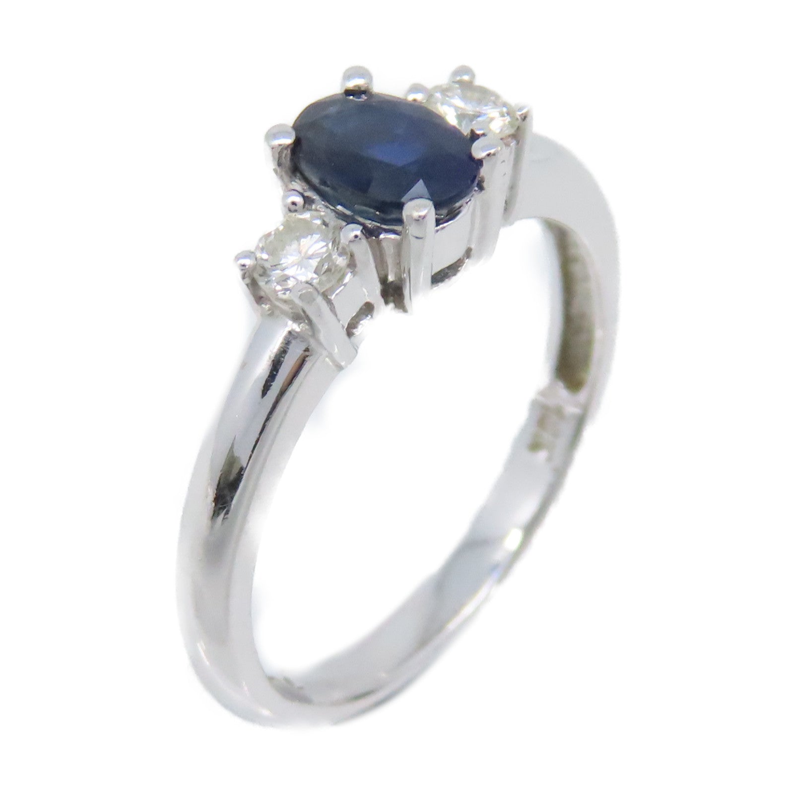 JEWELRY 18K白金/2.7g藍寶石/鑽石Sapphire Ring戒指US#5.5