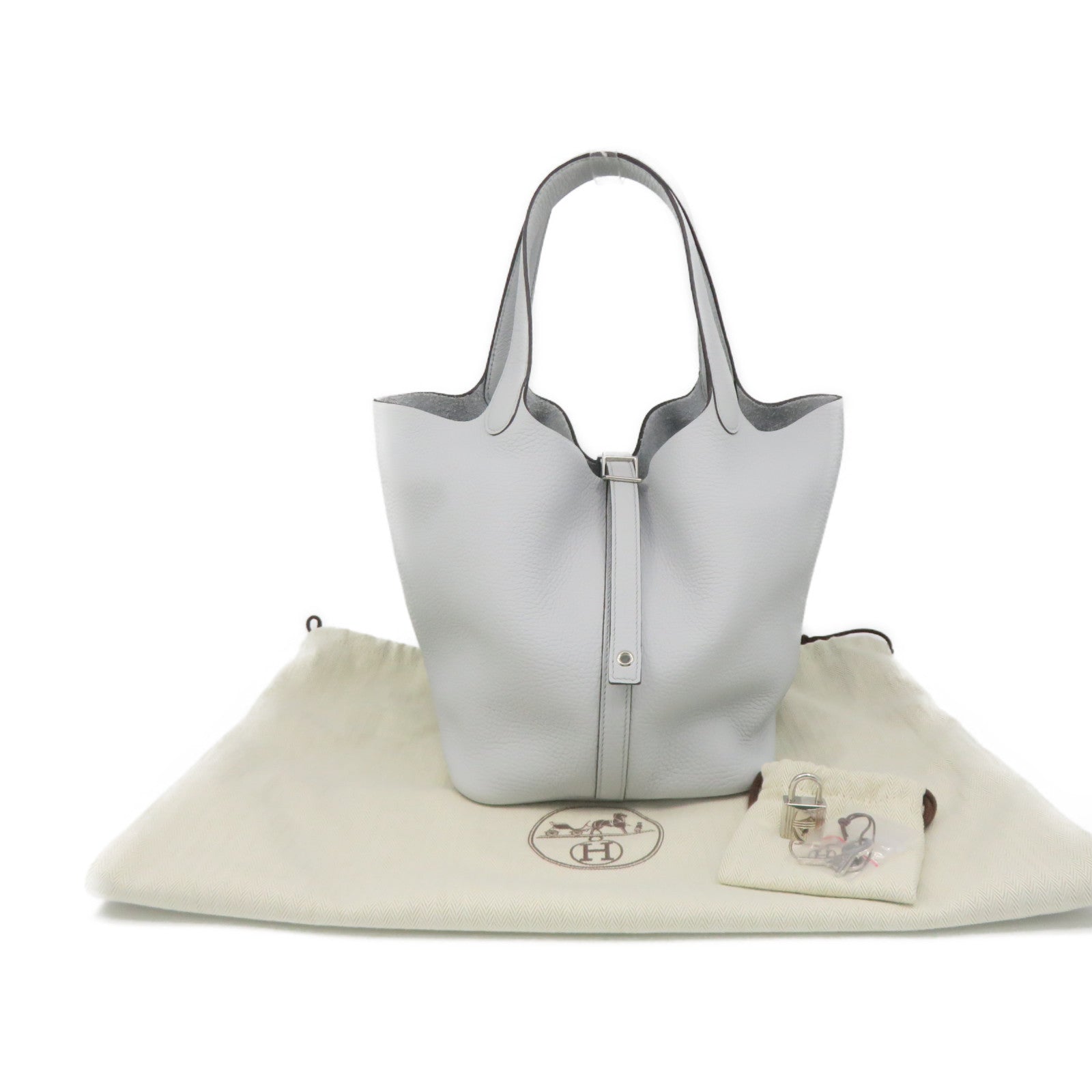 HERMES Togo皮革Picotin MM Tote Bag手挽袋T0浅蓝色