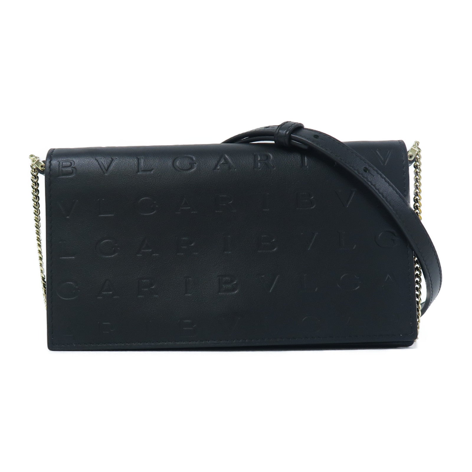 BVLGARI 牛皮皮革Shoulder Bag金扣肩背袋黑色