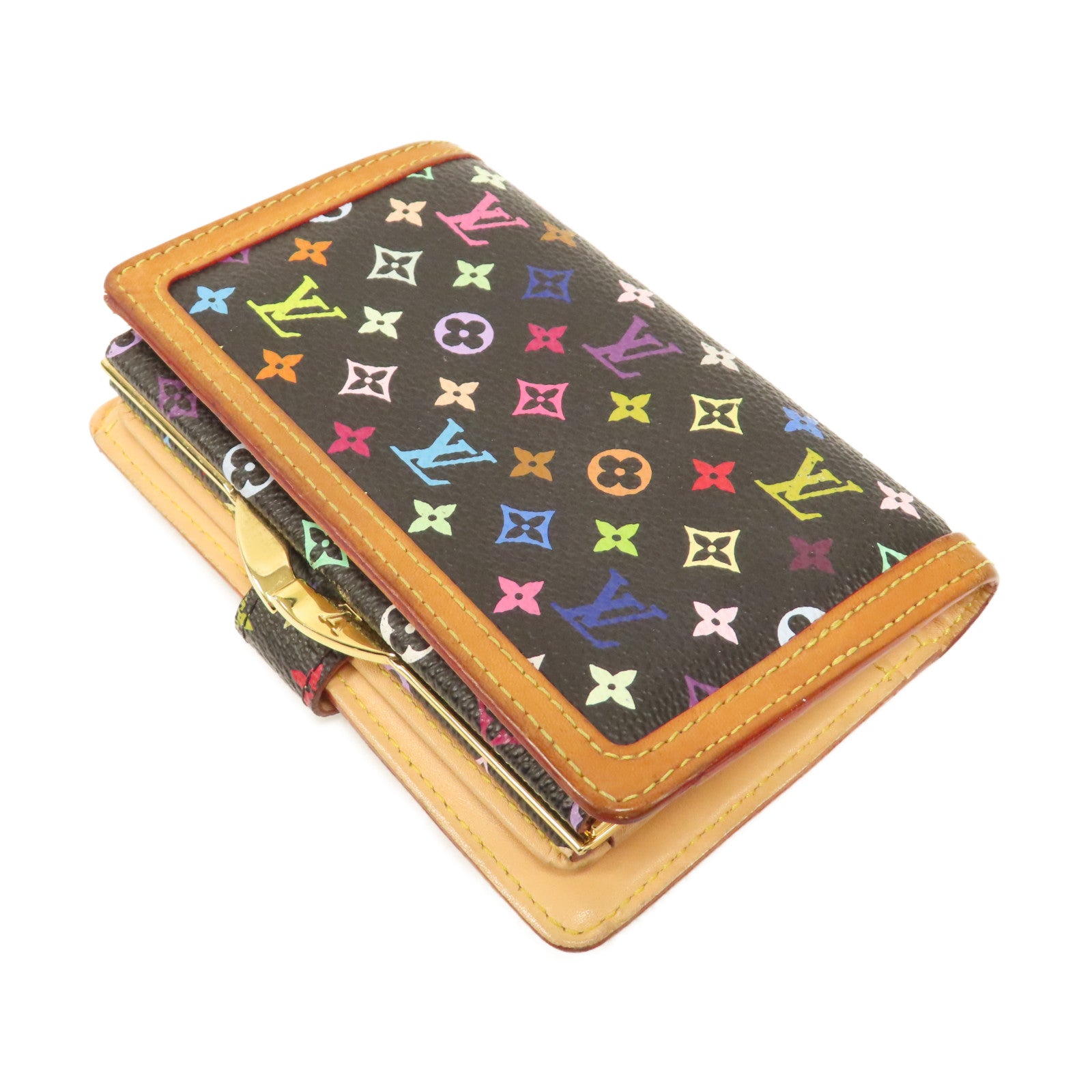 LOUIS VUITTON Monogram Multicolore Portefeuille Viennois金扣啪鈕錢包黑色
