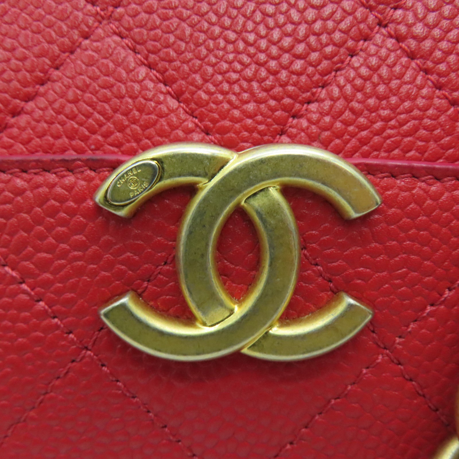 CHANEL Lingge Caviar Leather Affinity Camera Case Gold Buckle Chain Handle Shoulder Back Dual-purpose Bag Red