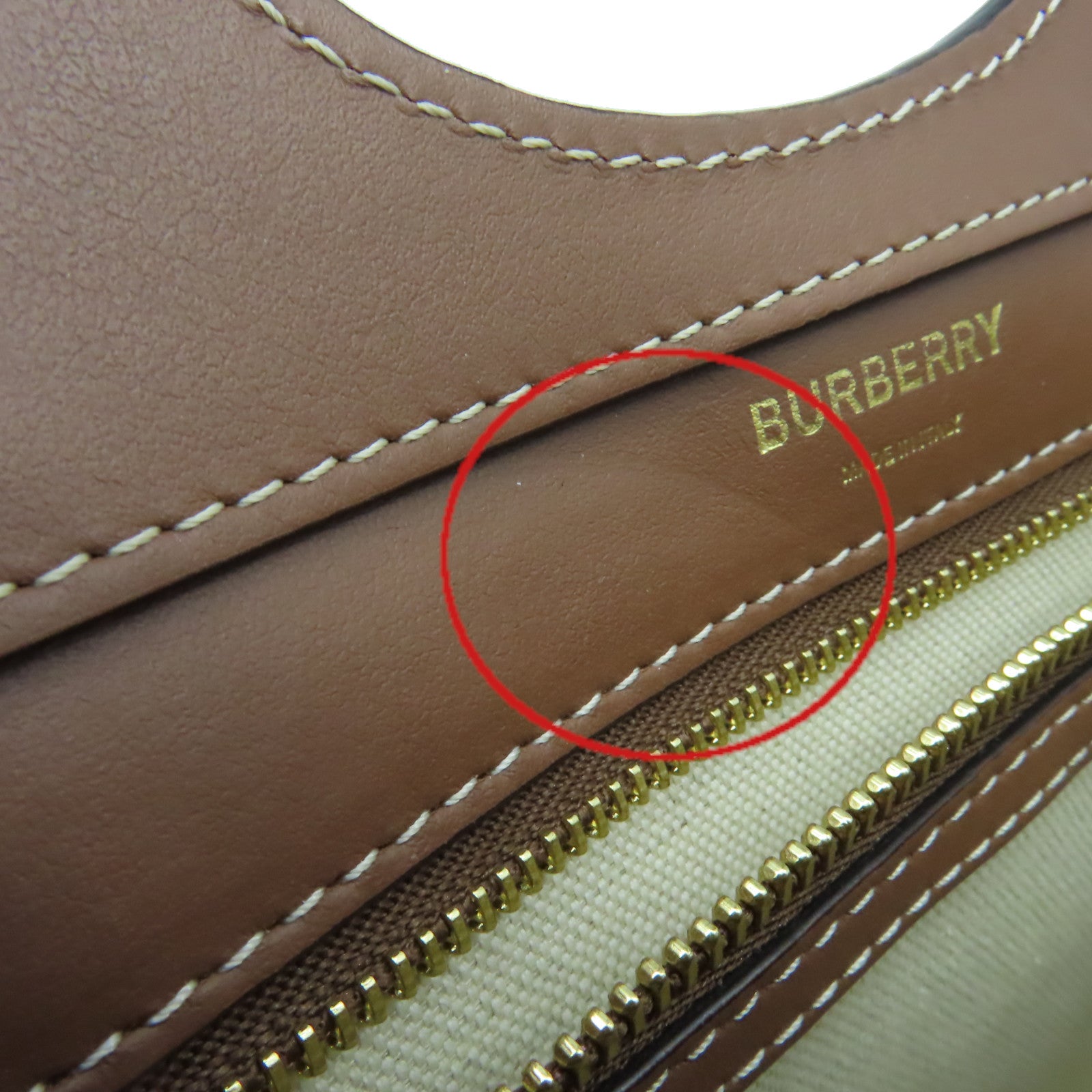 BURBERRY 帆布/牛皮皮革Mini Two-Tone Pocket Bag手挽肩背兩用袋米白色/啡色