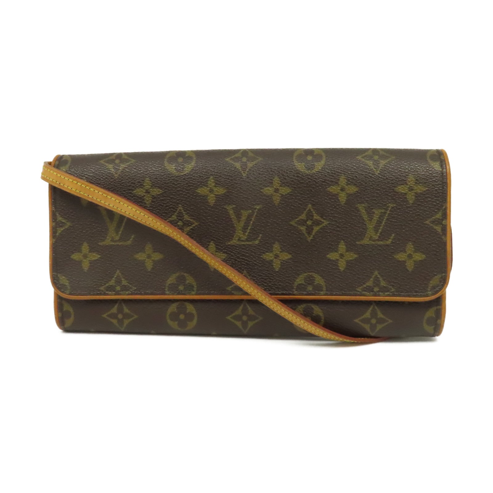 LOUIS VUITTON Monogram Pochette Twin GM金扣肩背袋啡色