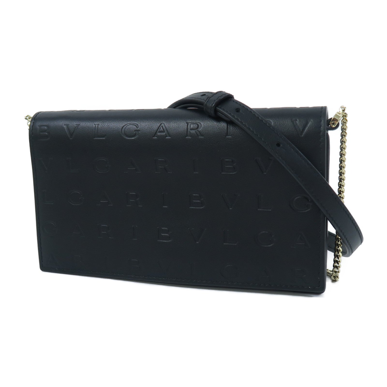 BVLGARI 牛皮皮革Shoulder Bag金扣肩背袋黑色