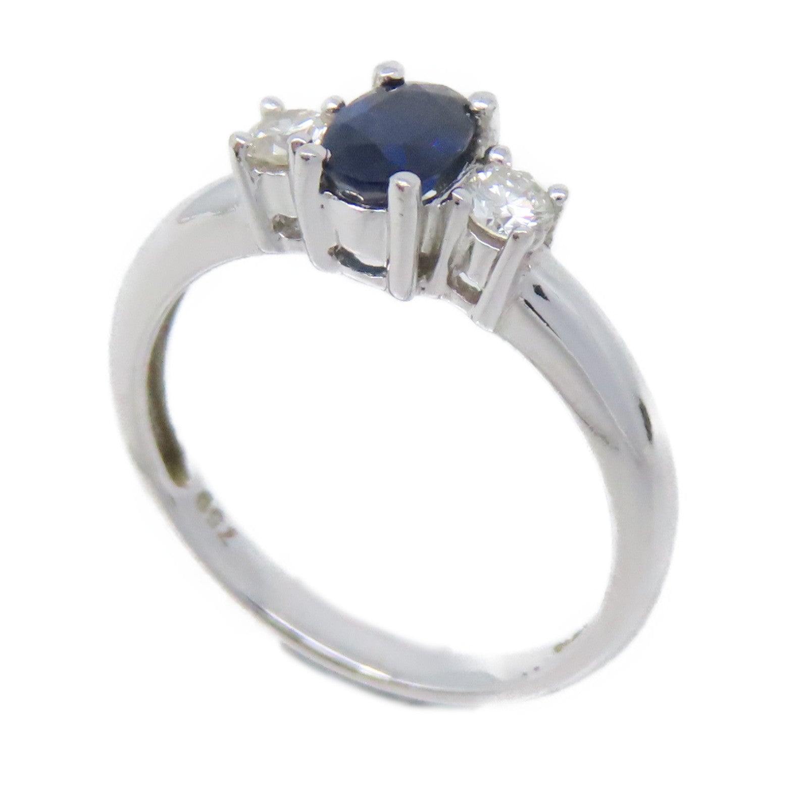 JEWELRY 18K白金/2.7g藍寶石/鑽石Sapphire Ring戒指US#5.5