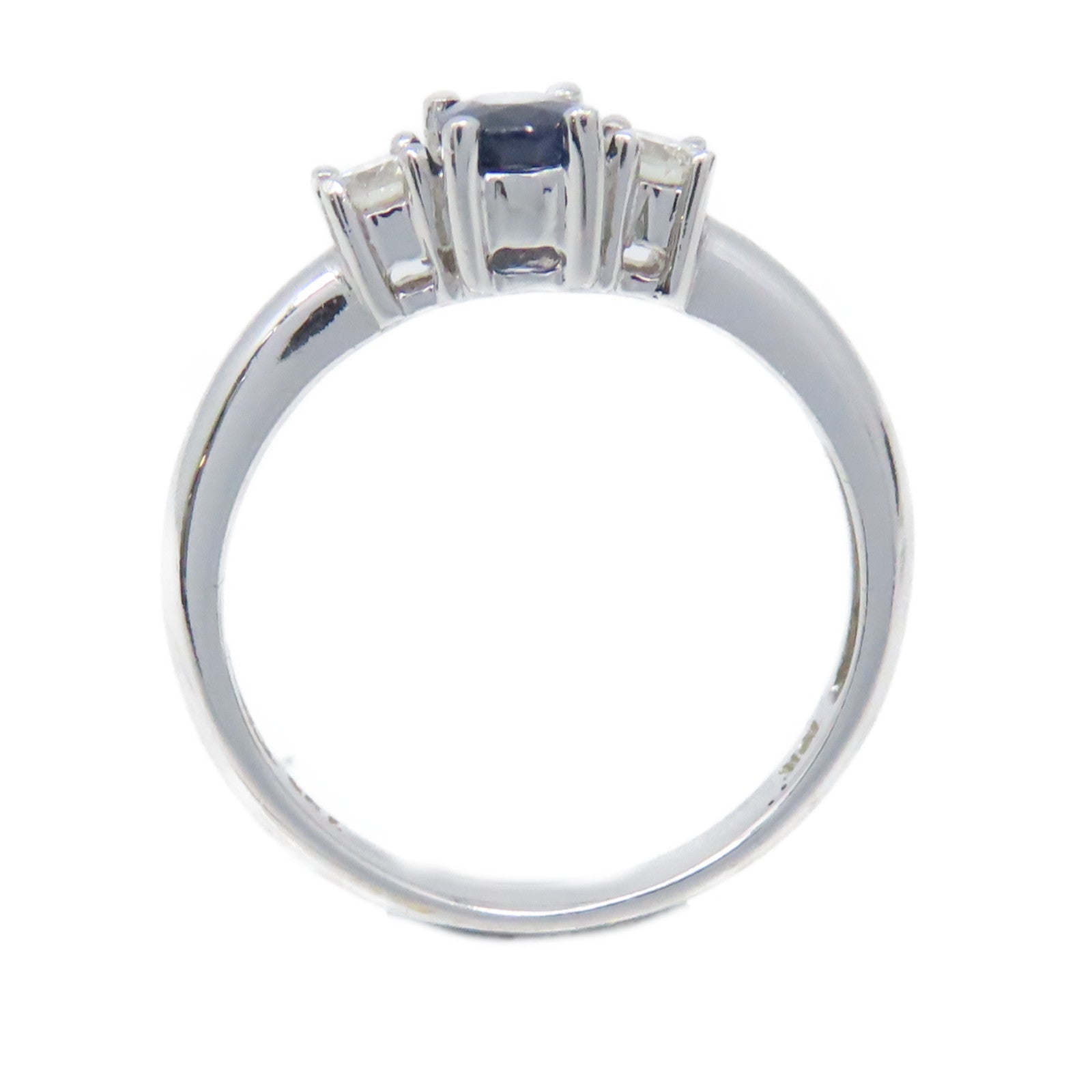 JEWELRY 18K白金/2.7g藍寶石/鑽石Sapphire Ring戒指US#5.5