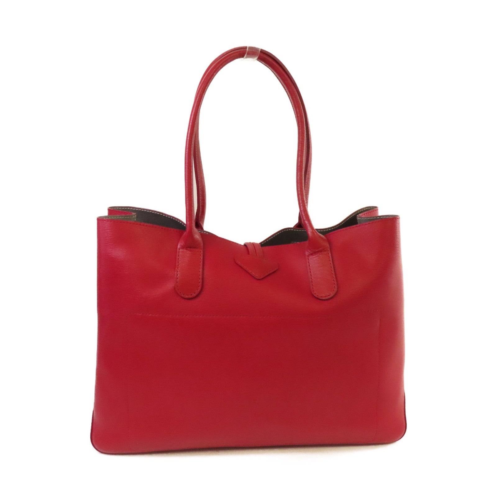 Longchamp 牛皮皮革Tote Bag銀扣肩背袋紅色