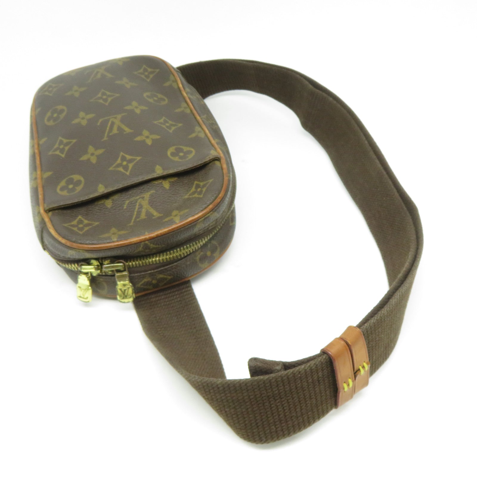 LOUIS VUITTON Monogram Pochette Gange金扣腰包啡色