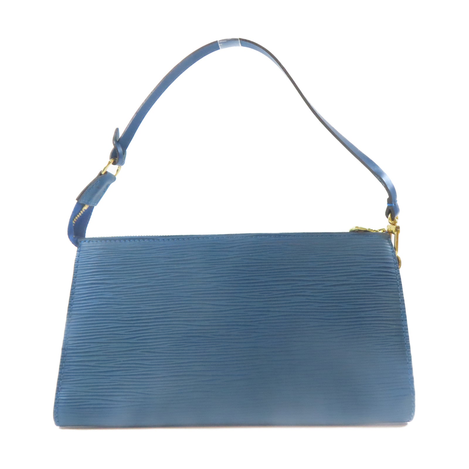 LOUIS VUITTON Epi Pochette Accessories金扣手挽袋藍色