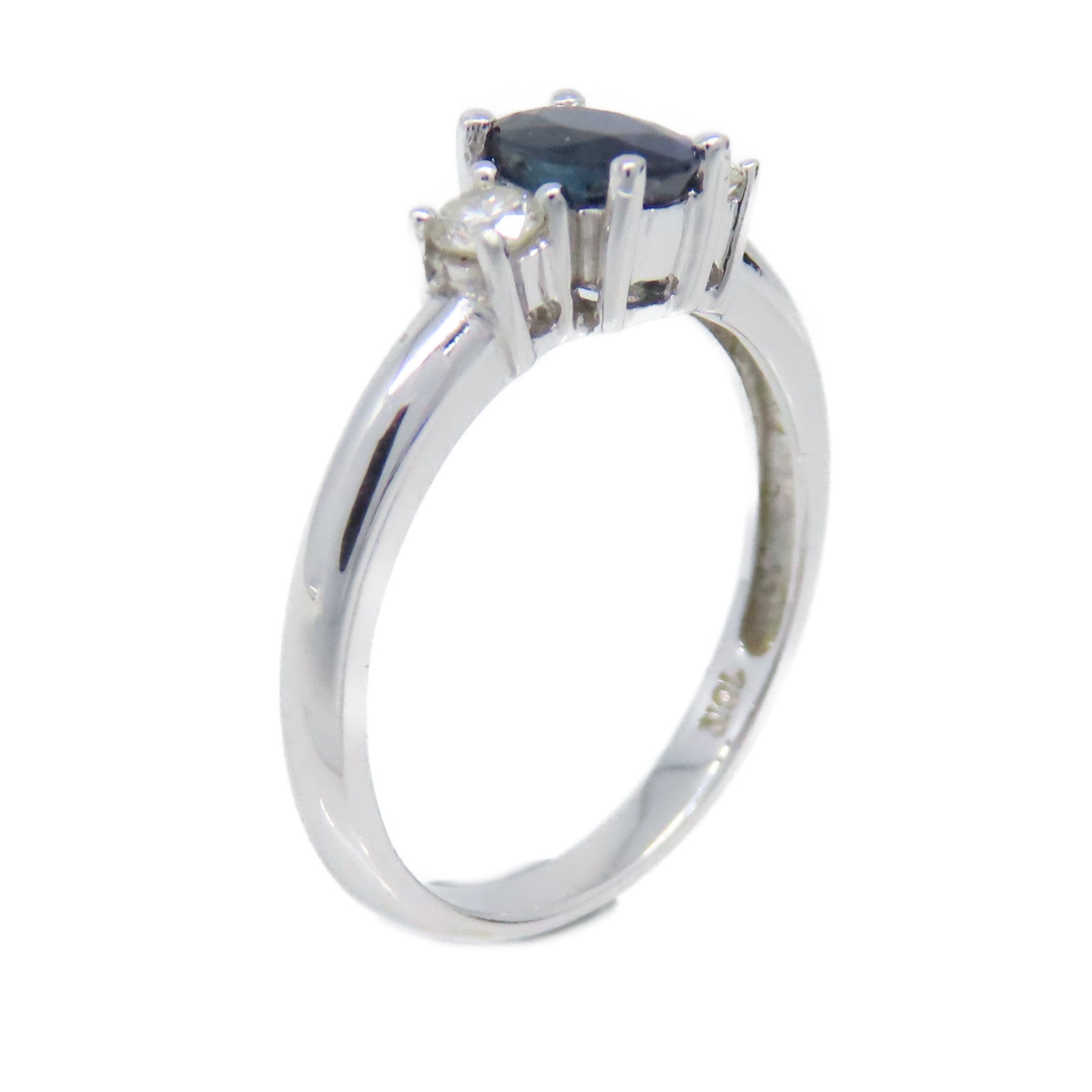 JEWELRY 18K白金/2.7g藍寶石/鑽石Sapphire Ring戒指US#5.5