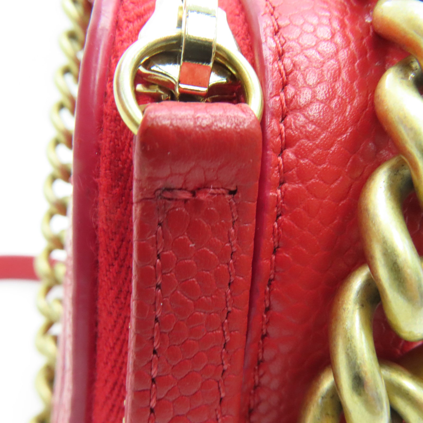 CHANEL Lingge Caviar Leather Affinity Camera Case Gold Buckle Chain Handle Shoulder Back Dual-purpose Bag Red