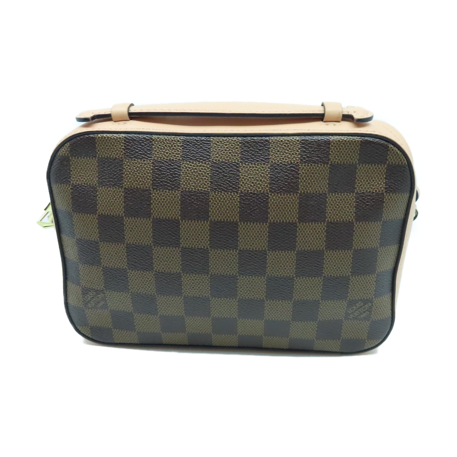 LOUIS VUITTON Damier Santa Monica金扣手挽肩背兩用袋棕色/粉紅色