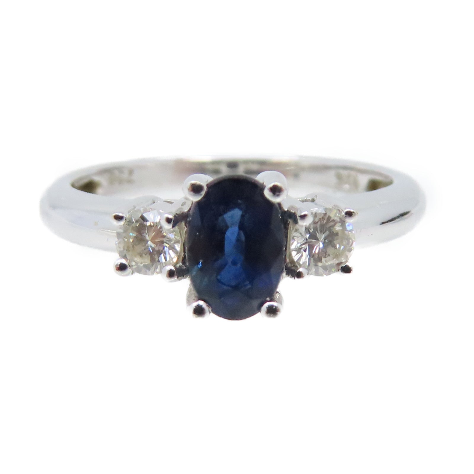 JEWELRY 18K白金/2.7g藍寶石/鑽石Sapphire Ring戒指US#5.5