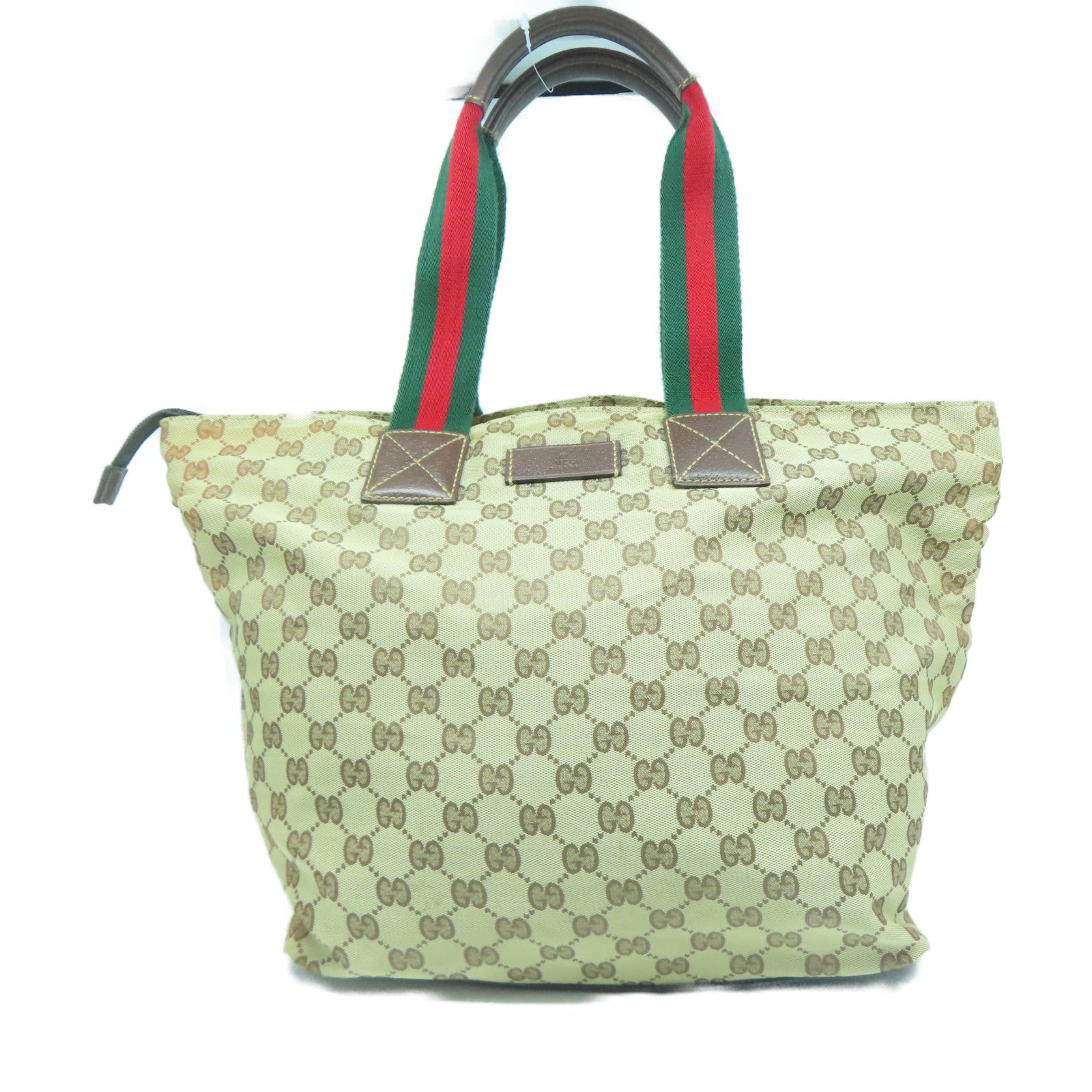 GUCCI 帆布Tote Bag銀扣手挽袋啡色