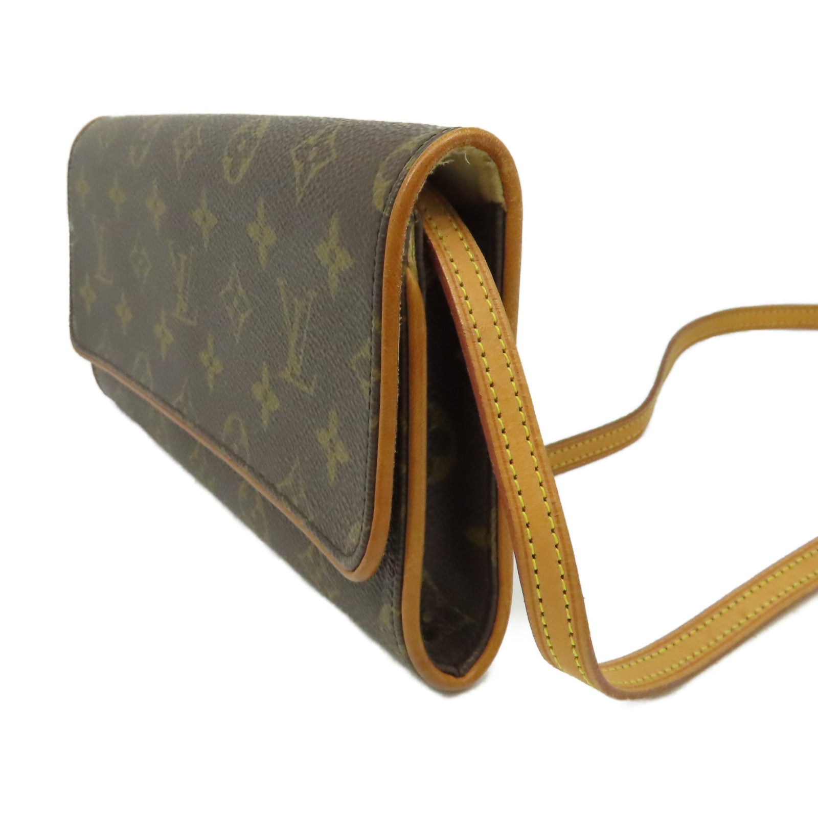 LOUIS VUITTON Monogram Pochette Twin GM金扣肩背袋啡色
