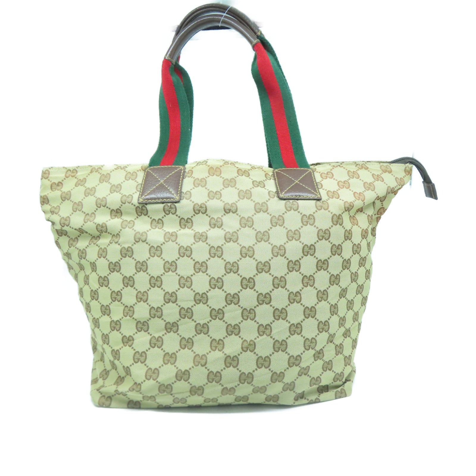 GUCCI 帆布Tote Bag銀扣手挽袋啡色