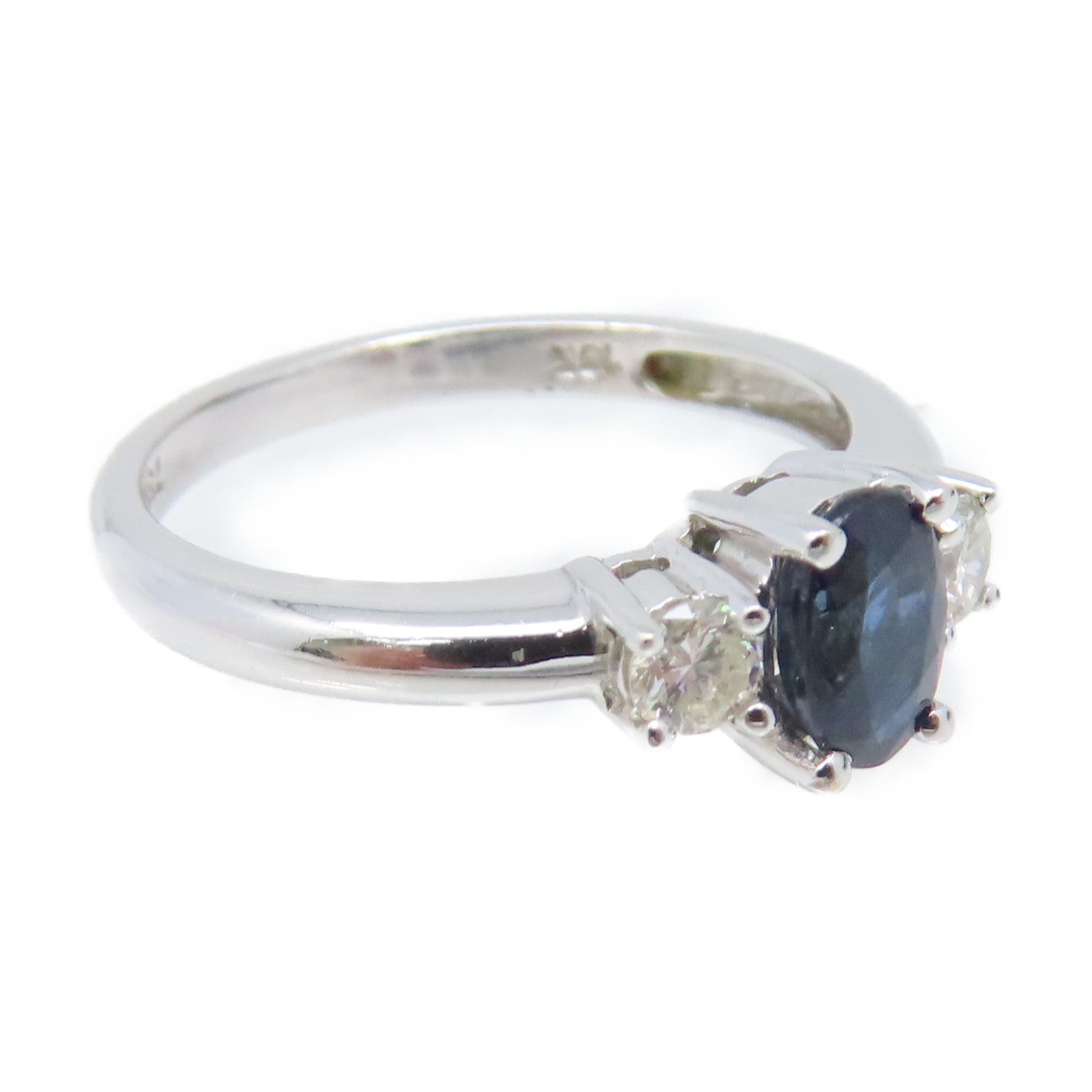 JEWELRY 18K白金/2.7g藍寶石/鑽石Sapphire Ring戒指US#5.5