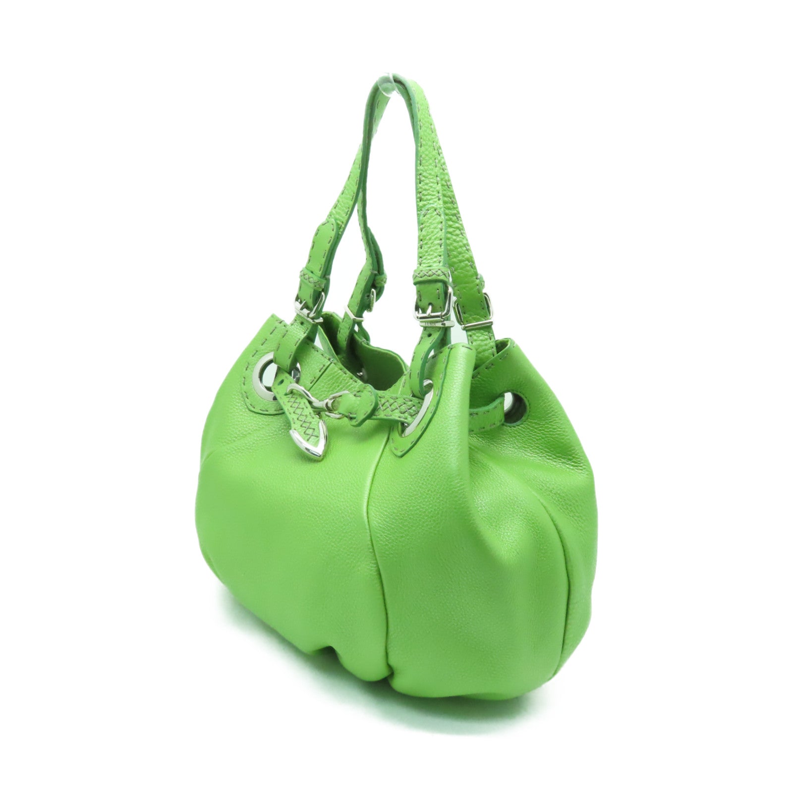 FENDI 牛皮皮革Handbag銀扣肩背袋綠色