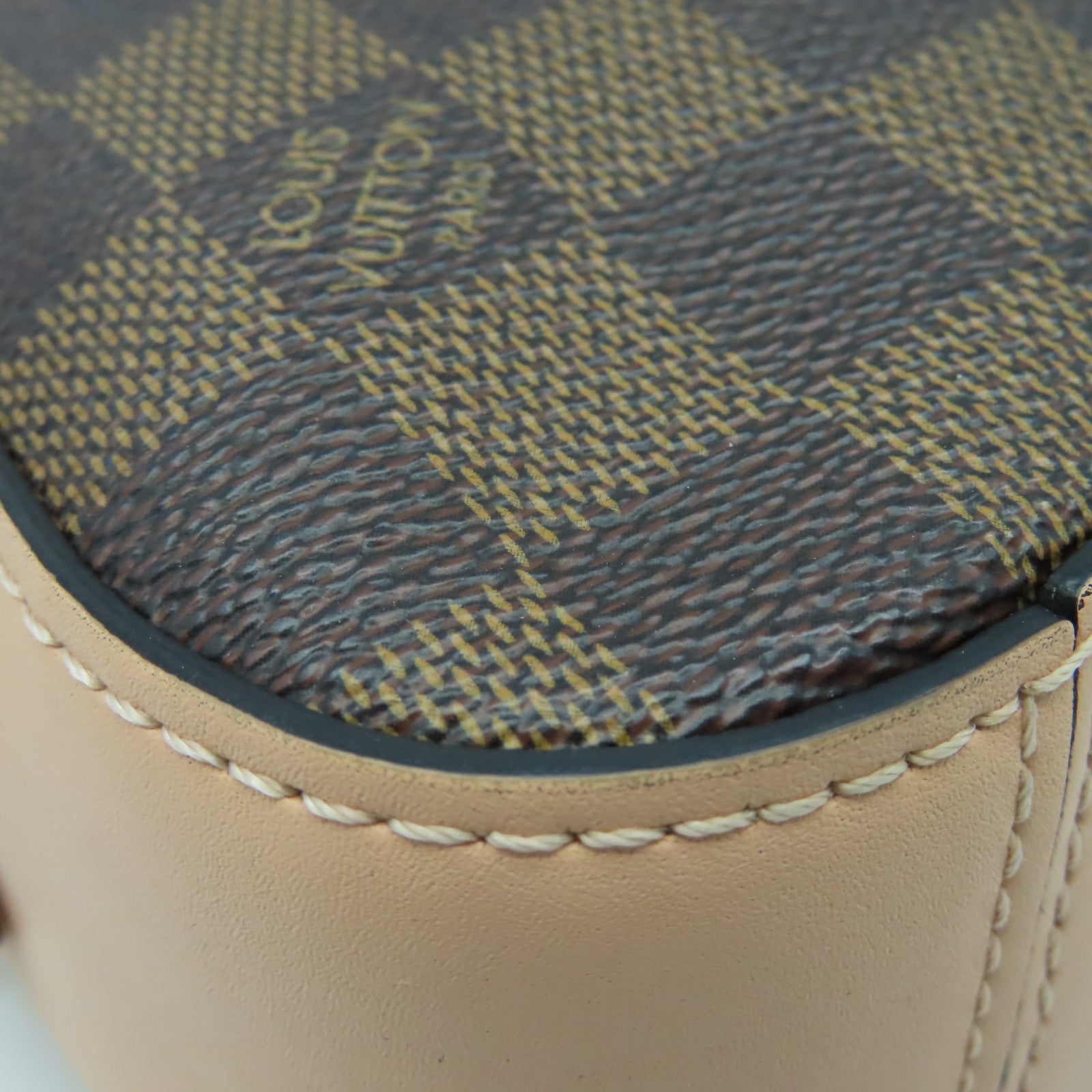 LOUIS VUITTON Damier Santa Monica金扣手挽肩背兩用袋棕色/粉紅色
