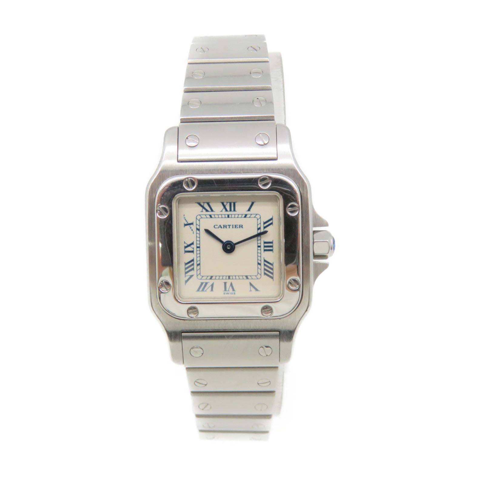 CARTIER Santos Galbee Watch不锈钢石英机芯手表米白色