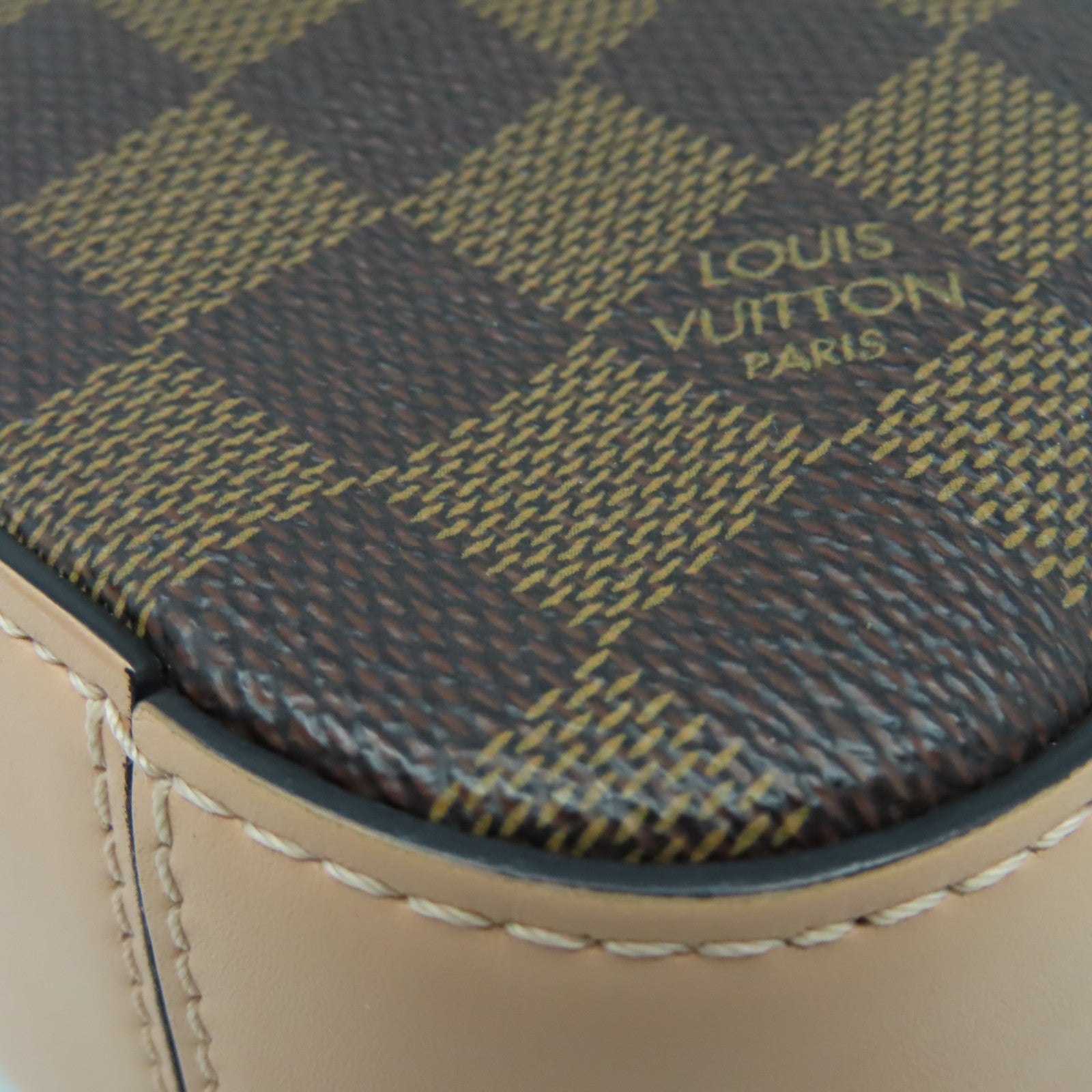 LOUIS VUITTON Damier Santa Monica金扣手挽肩背兩用袋棕色/粉紅色