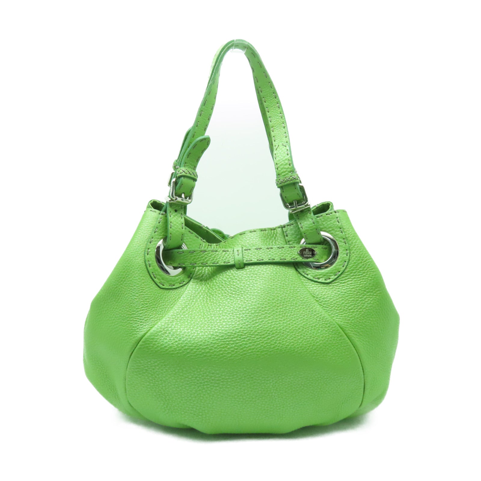 FENDI 牛皮皮革Handbag銀扣肩背袋綠色