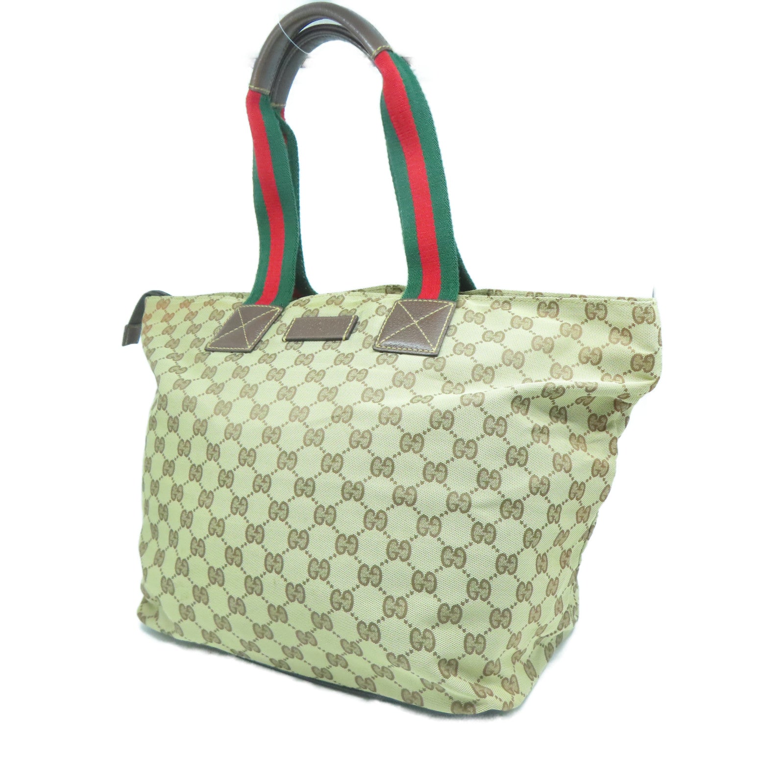 GUCCI 帆布Tote Bag銀扣手挽袋啡色
