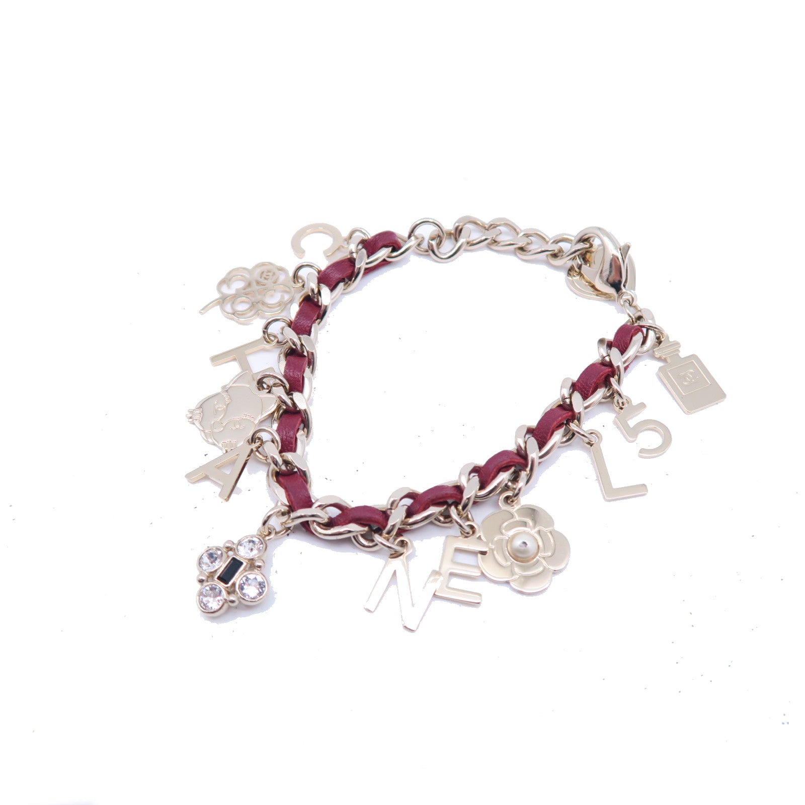 CHANEL 金屬Chram Bracelet鏈紅色/金色