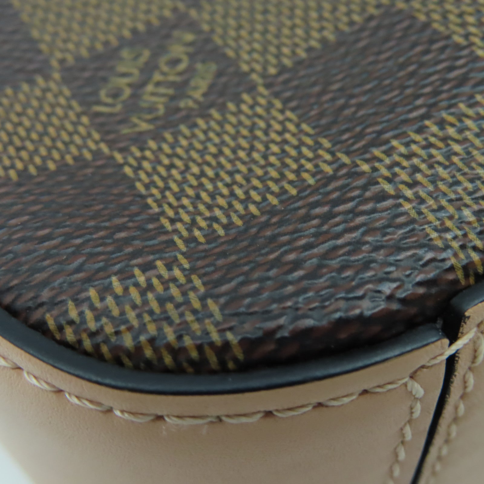 LOUIS VUITTON Damier Santa Monica金扣手挽肩背兩用袋棕色/粉紅色