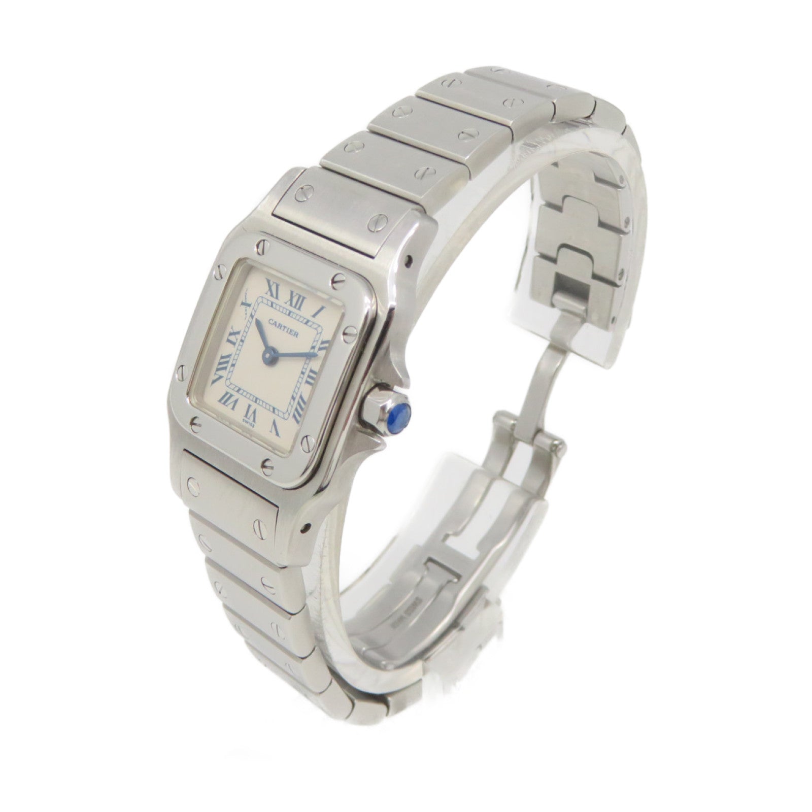 CARTIER Santos Galbee Watch不锈钢石英机芯手表米白色