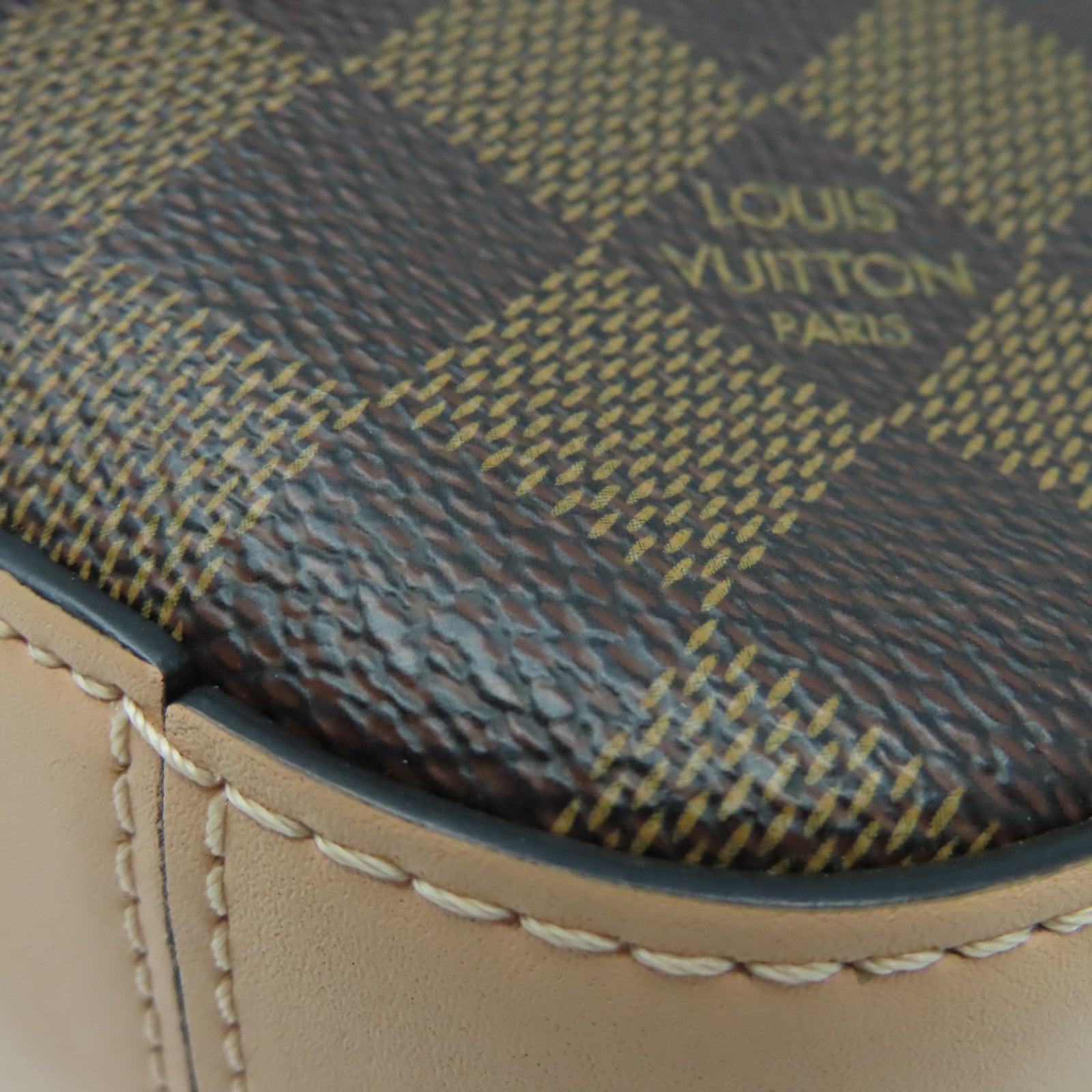 LOUIS VUITTON Damier Santa Monica金扣手挽肩背兩用袋棕色/粉紅色