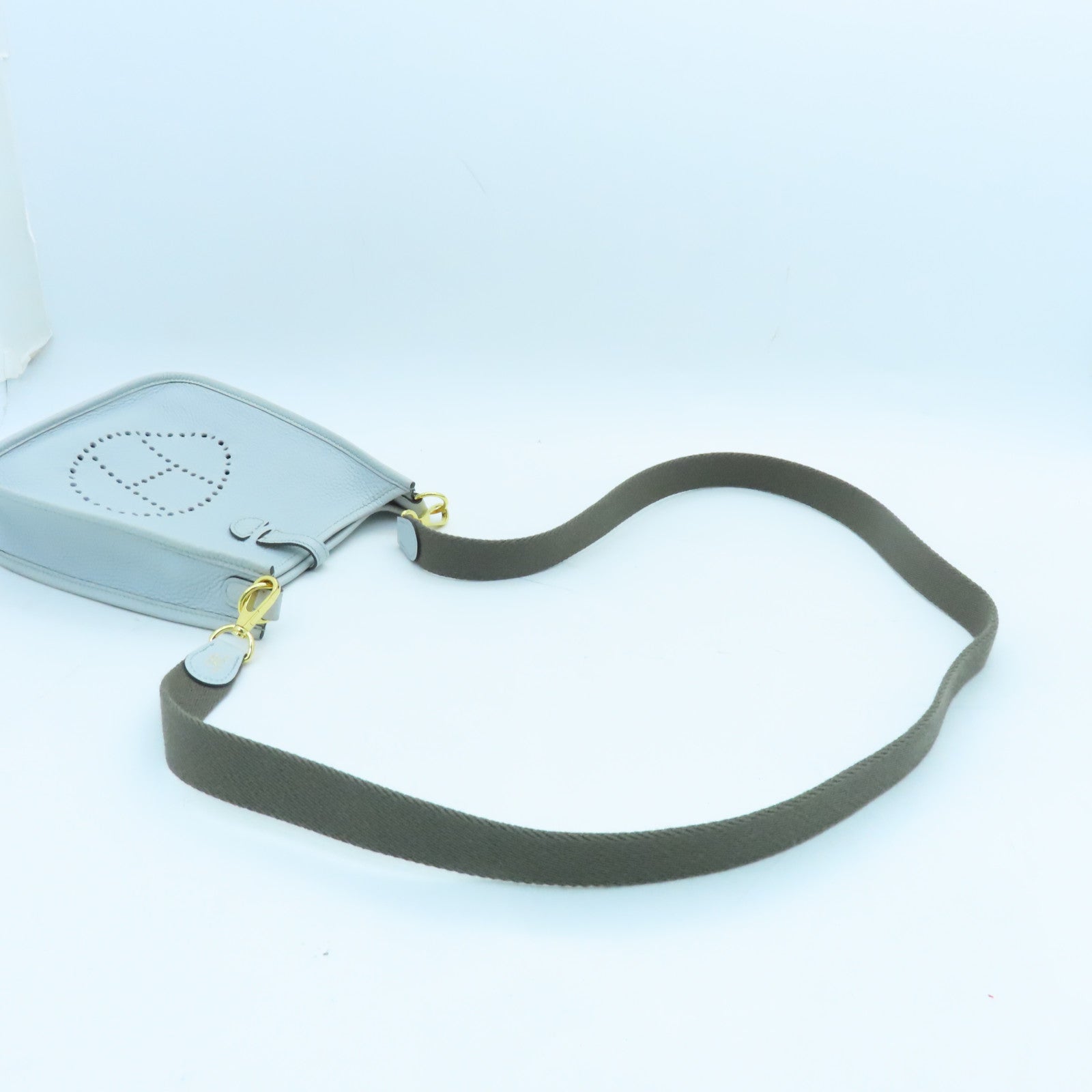 HERMES Clemence Leather Evelyne TPM Bleu Pale