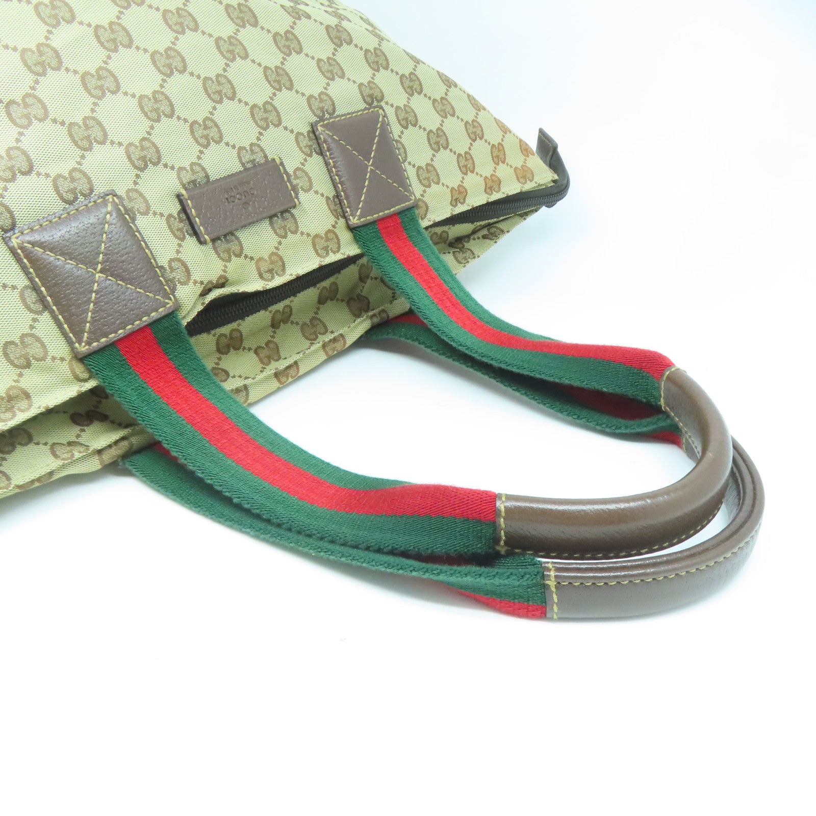 GUCCI 帆布Tote Bag銀扣手挽袋啡色